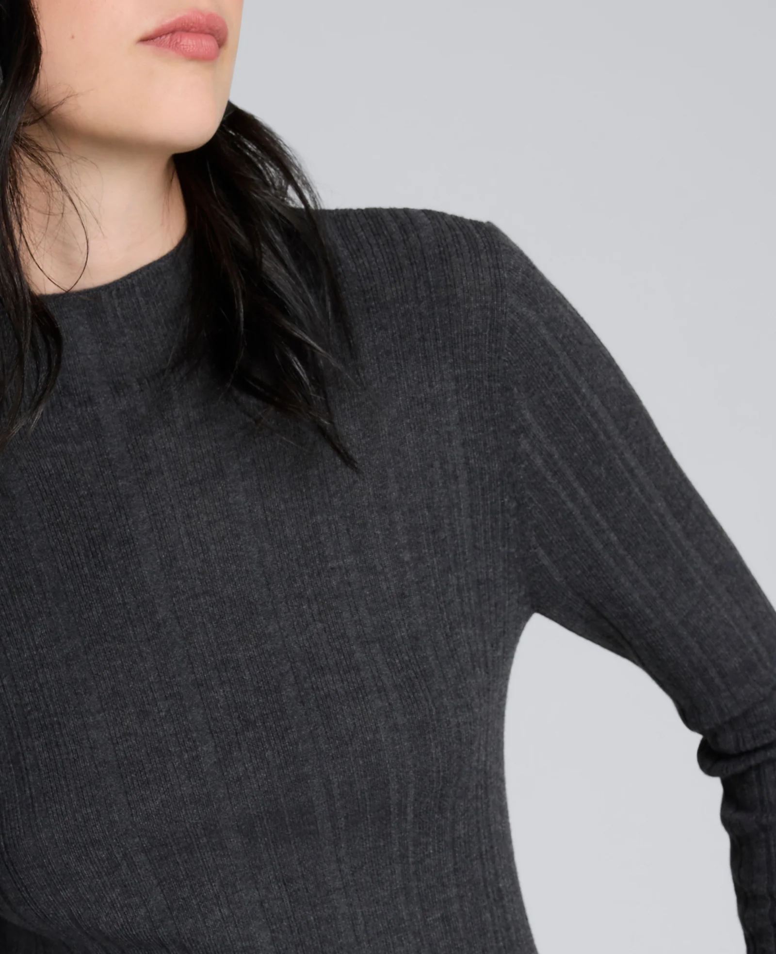 Long Sleeve Ribbed Mock Neck Sweater - Image 5