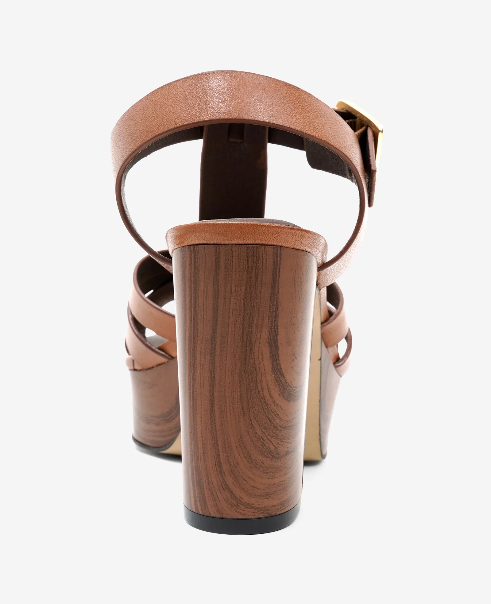 Lotus Woven Leather T-Strap Wood Platform Sandal - Image 4