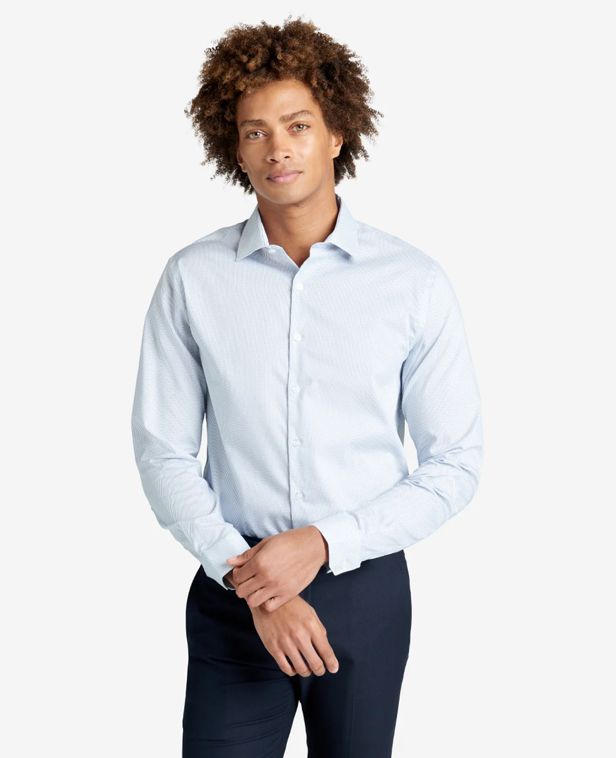 Slim-Fit Button-Down Stretch Dress Shirt with TEK FIT - Image 4