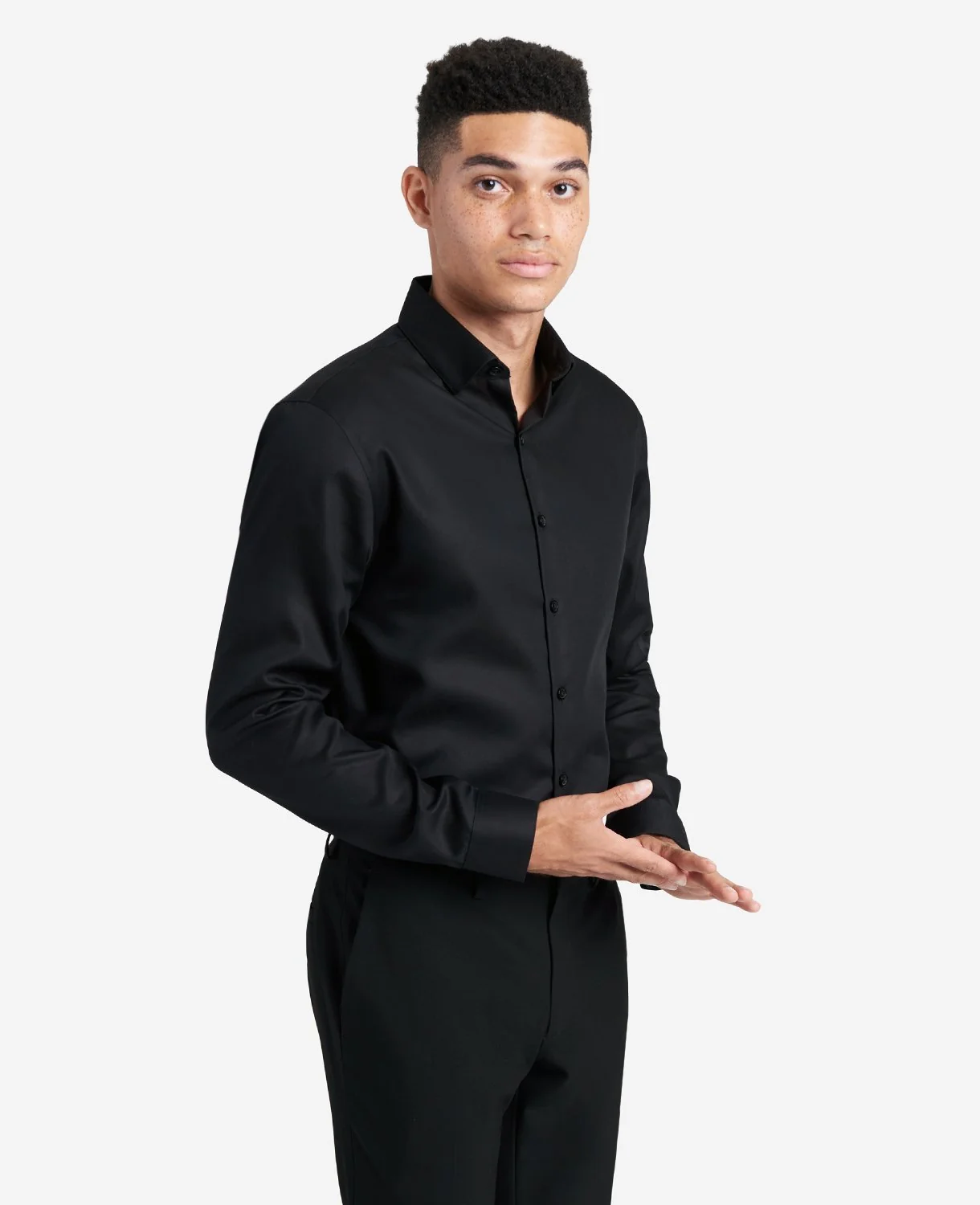 Slim-Fit Button-Down Stretch Dress Shirt with TEK FIT - Image 3