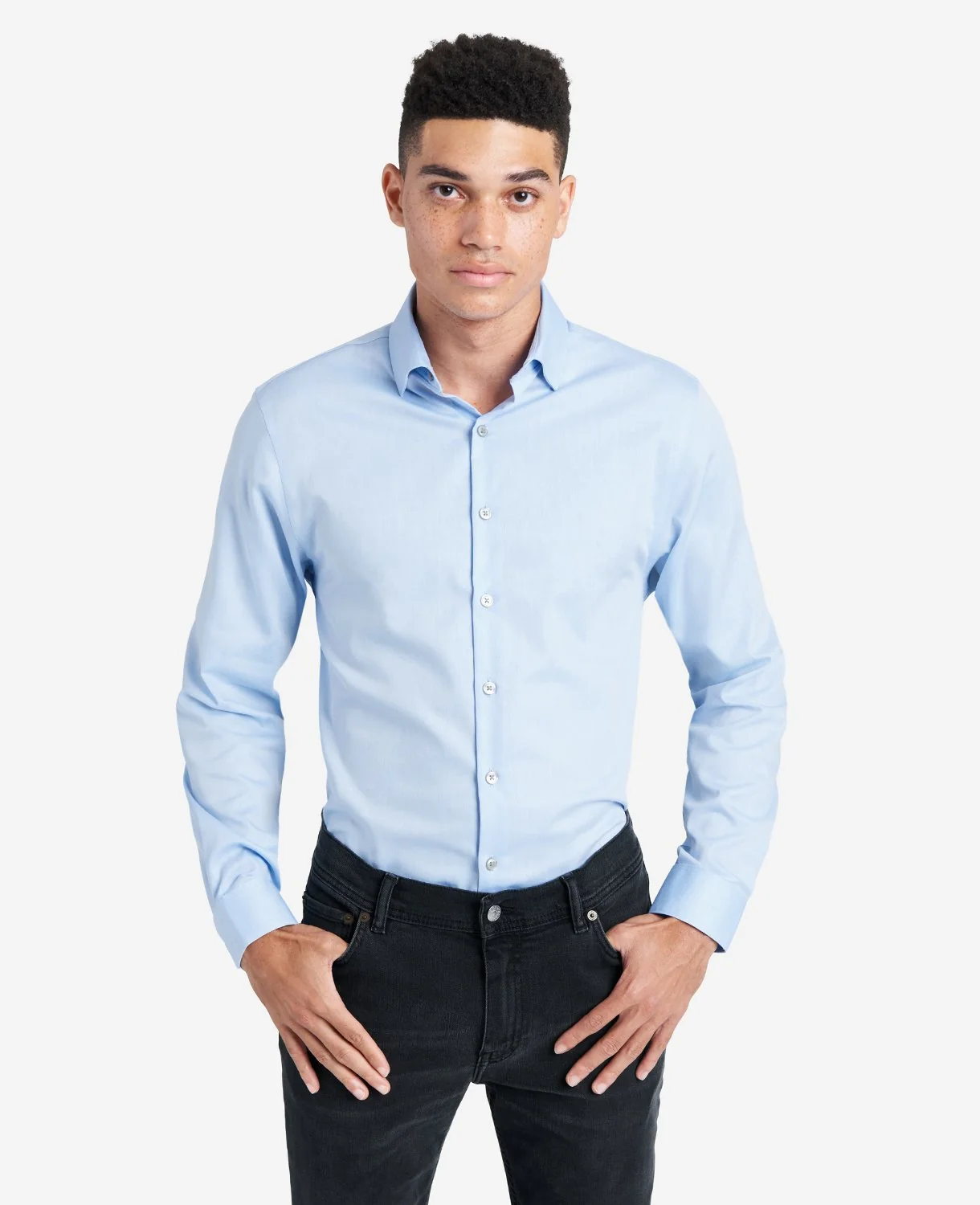 Slim-Fit Button-Down Stretch Dress Shirt with TEK FIT - Image 3