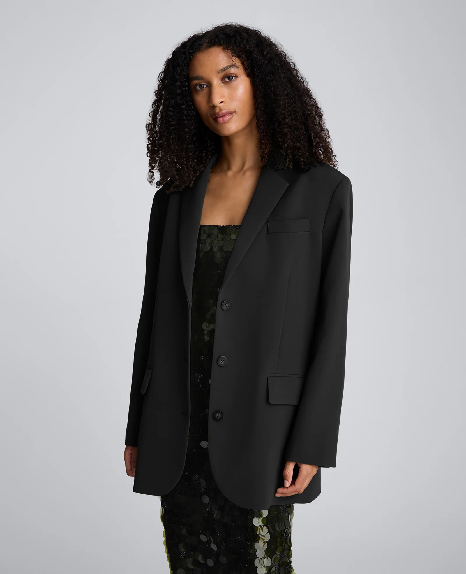 Luxe Twill Three Button Boyfriend Blazer - Image 3