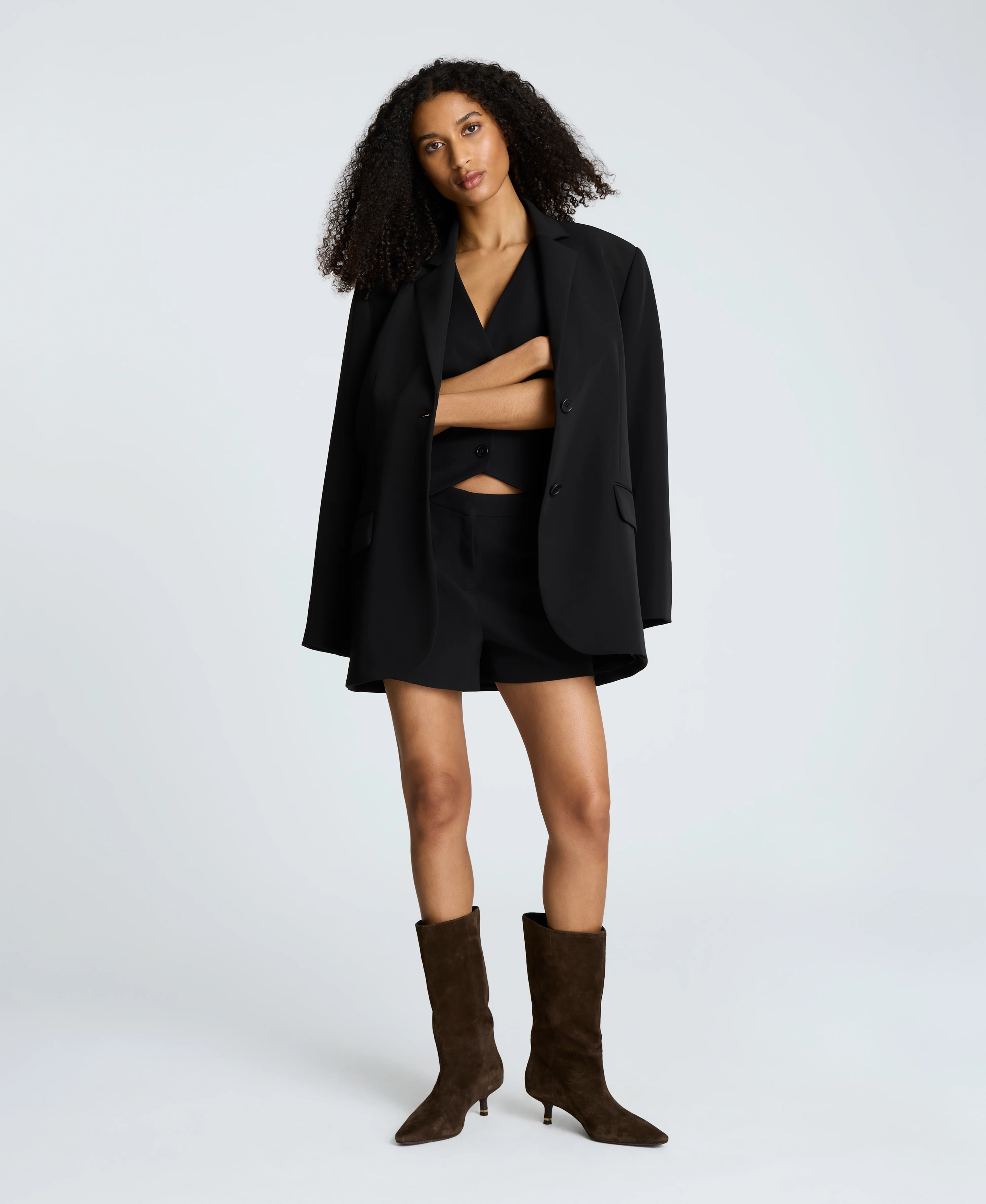 Luxe Twill Two Button Boyfriend Jacket - Image 3