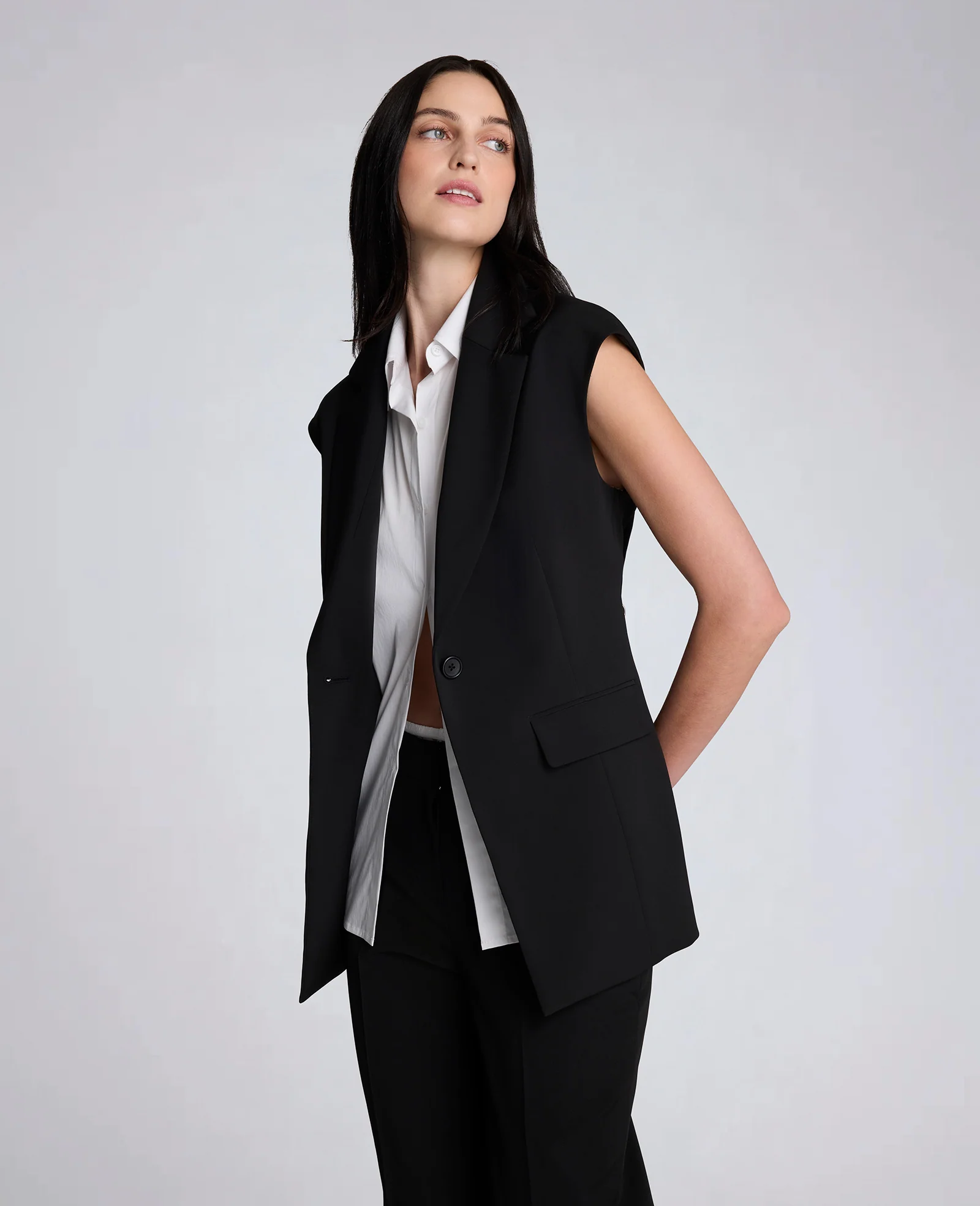 Luxe Twill Vest With Faux Shirt - Image 3