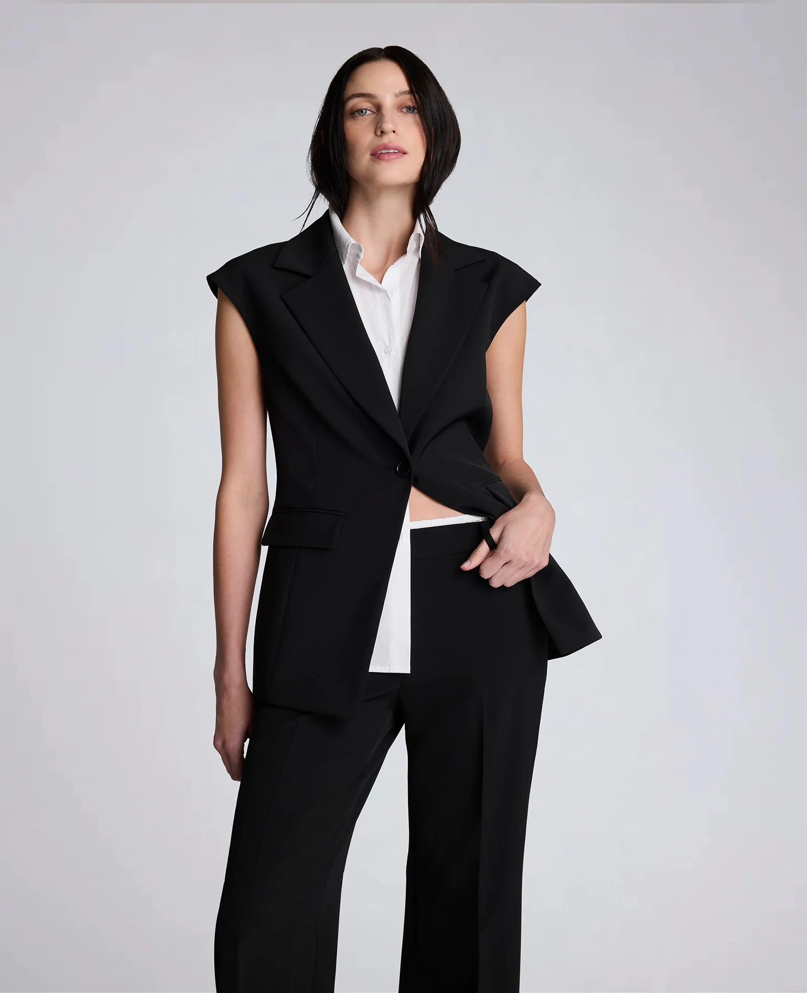 Luxe Twill Vest With Faux Shirt - Image 4