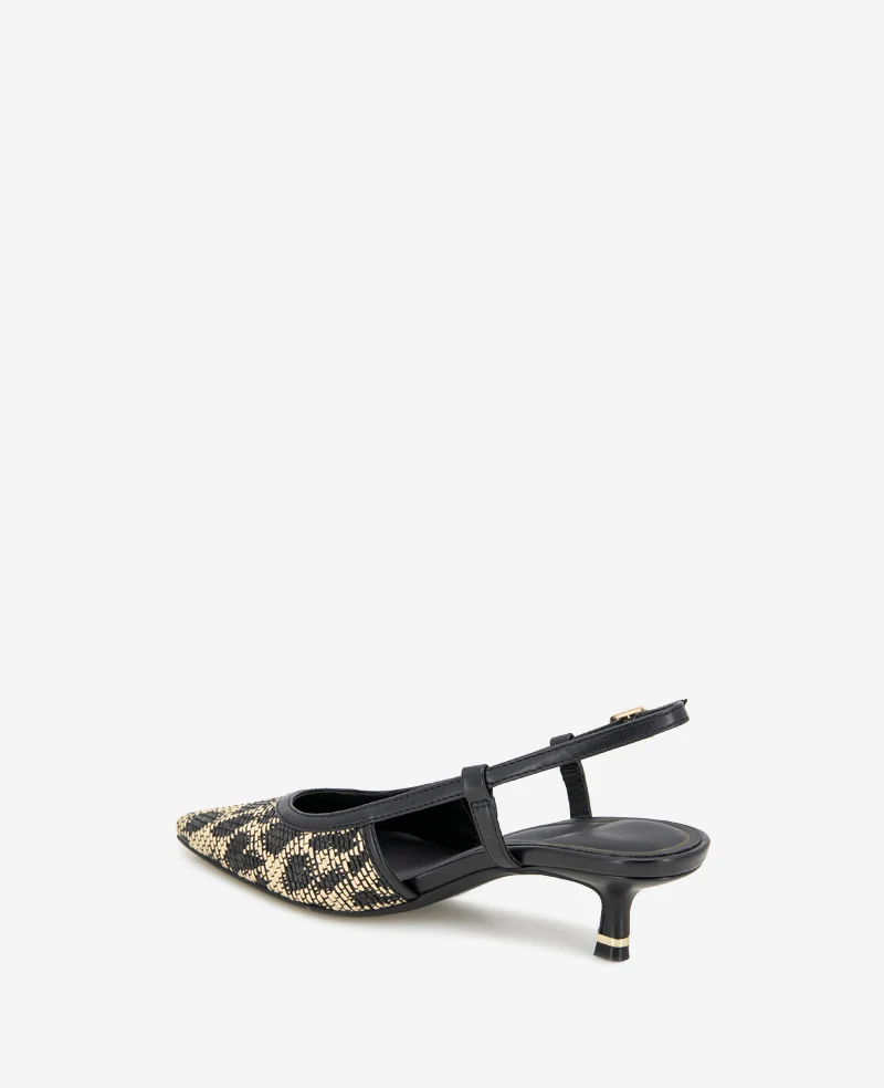 Martha Leopard Raffia Kitten Heel Slingback - Image 3