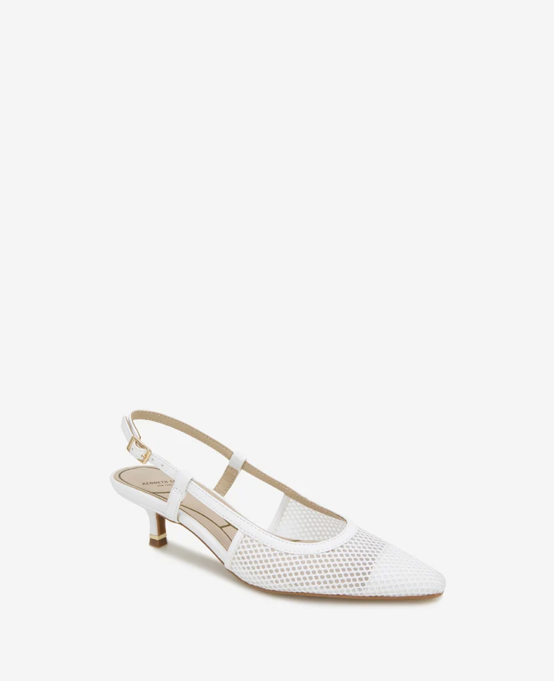 Martha Mesh Cap Toe Kitten Heel Slingback - Image 3