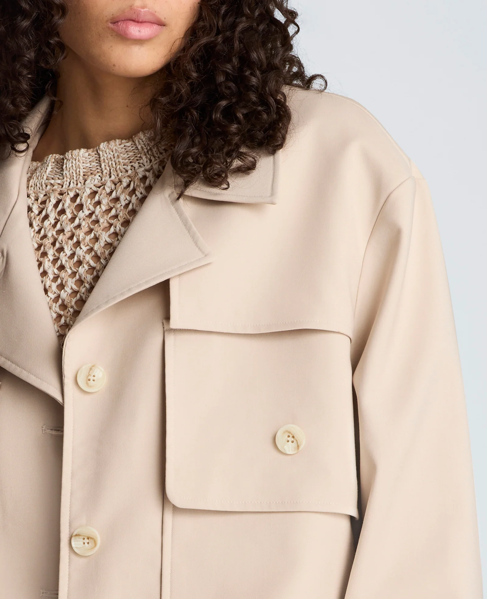 Melange Twill Multi Pocket Jacket with Notch Collar - Image 3