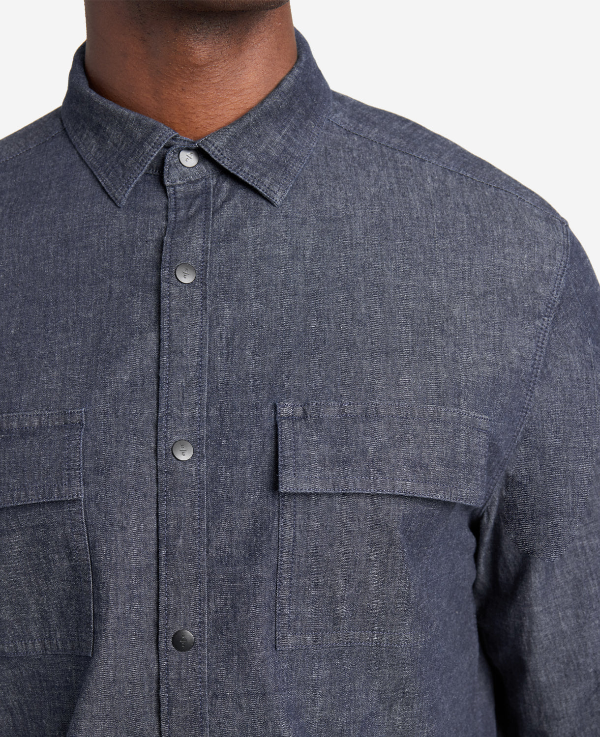 Slim-Fit Organic Stretch Denim Two Pocket Shirt - Image 6