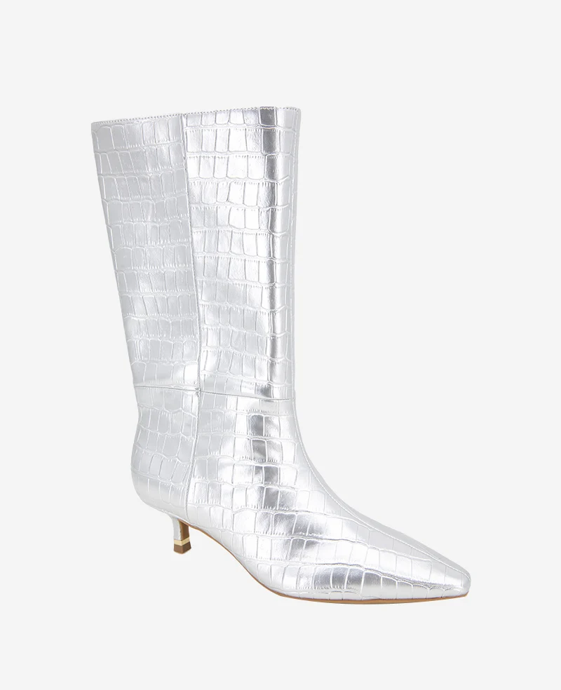 Meryl Leather Metallic Croco Bootie - Image 5