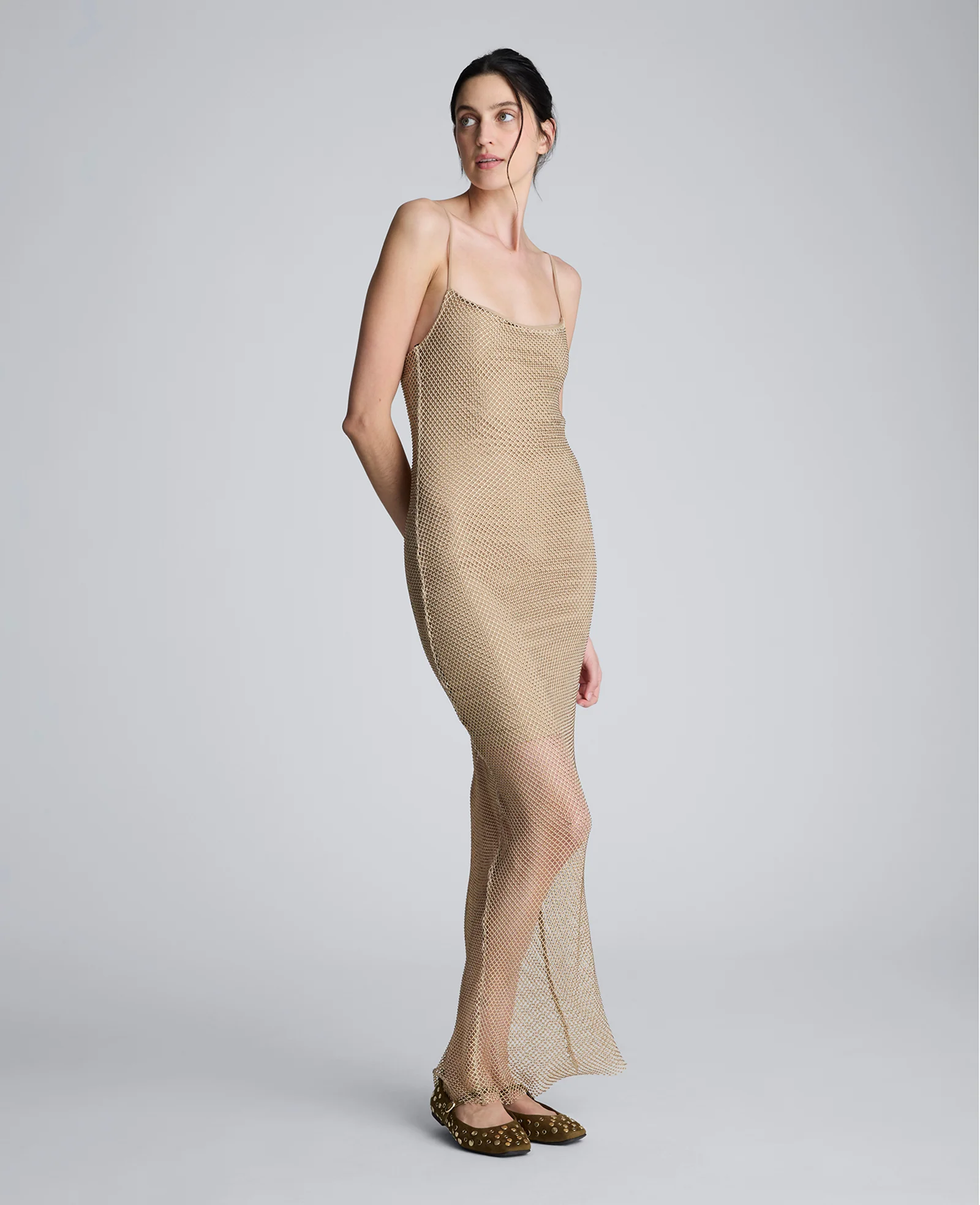 Metallic Slip Maxi Dress