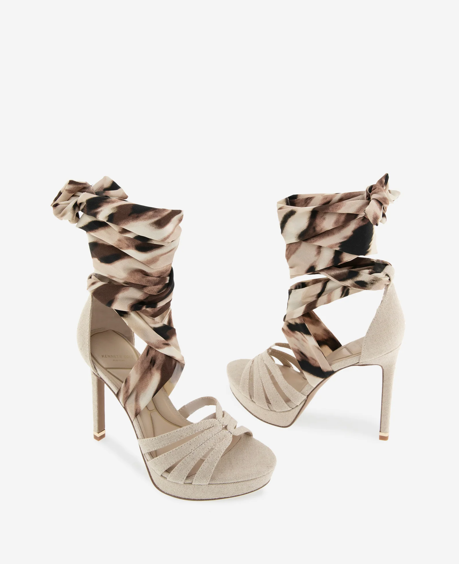 Nikkii Printed Fabric Wrap Around Platform Heel - Image 3
