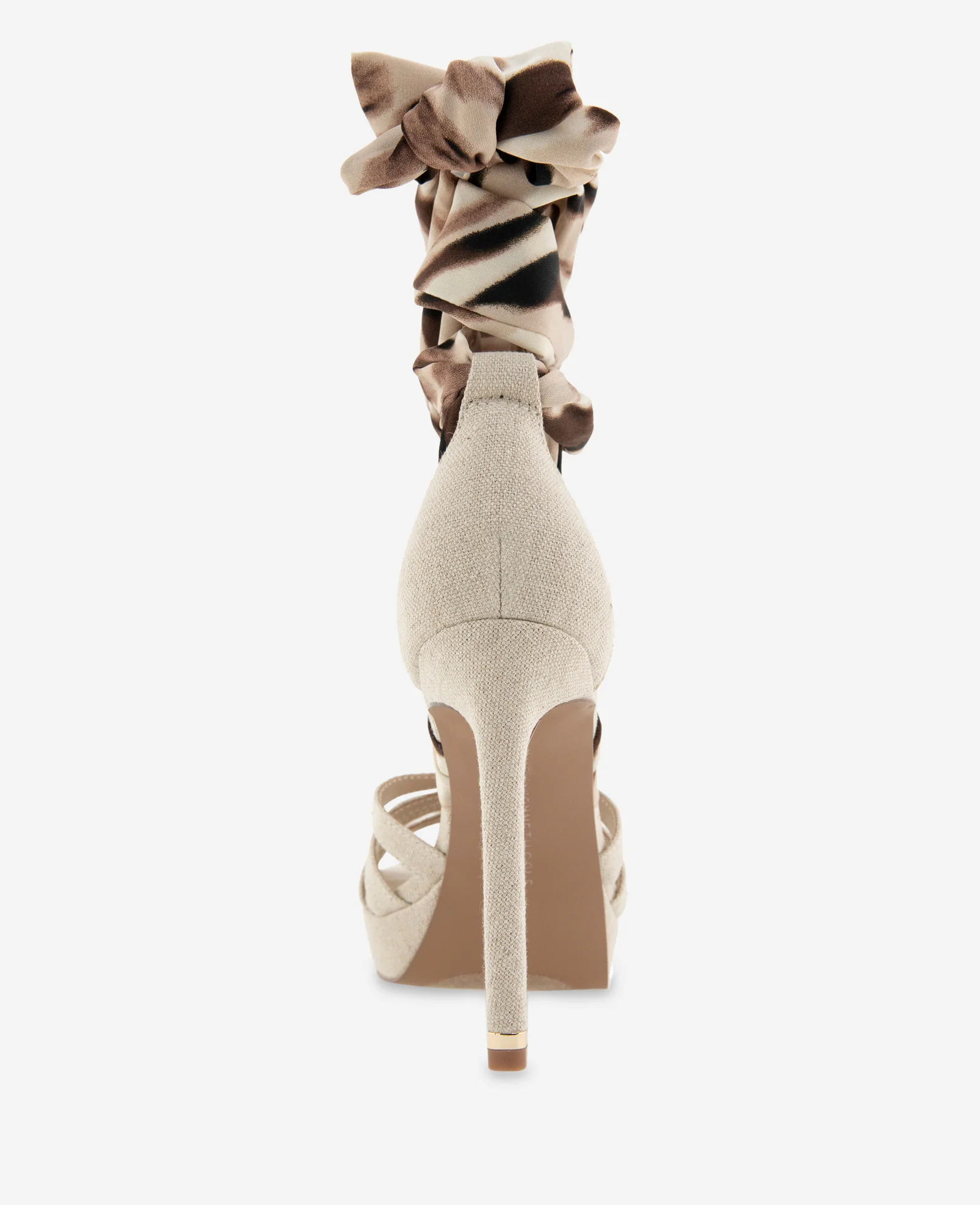 Nikkii Printed Fabric Wrap Around Platform Heel - Image 5