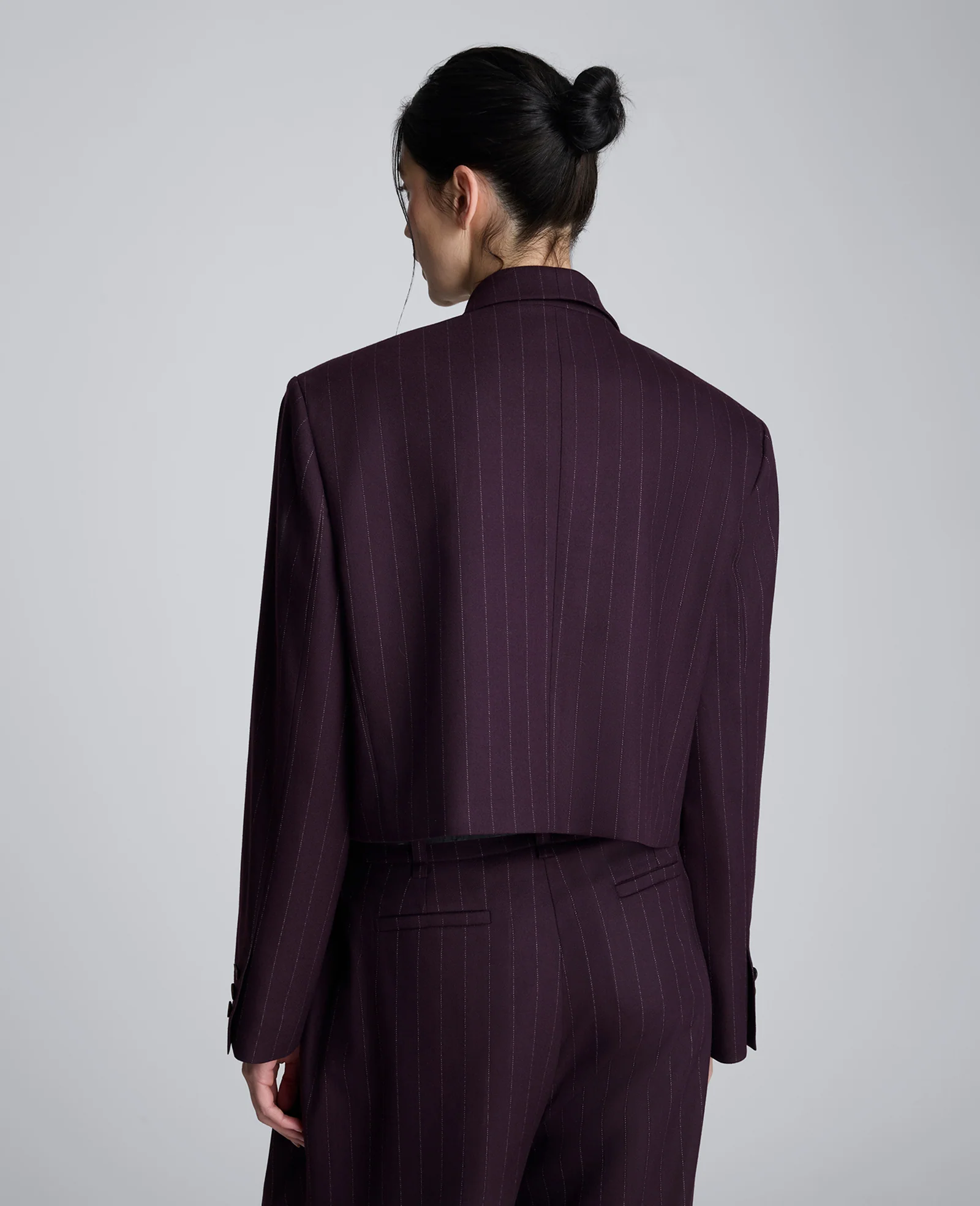 Pinstripe Double Breasted Cropped Jacket - Image 3