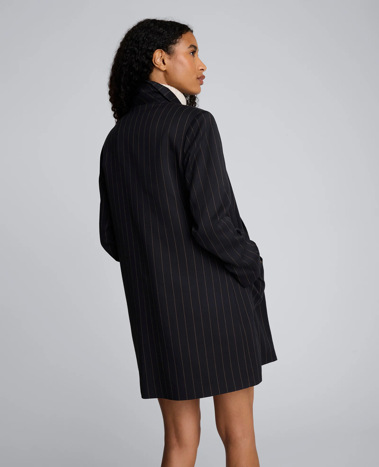 Pinstripe Patch Pocket Open Front Jacket - Image 4