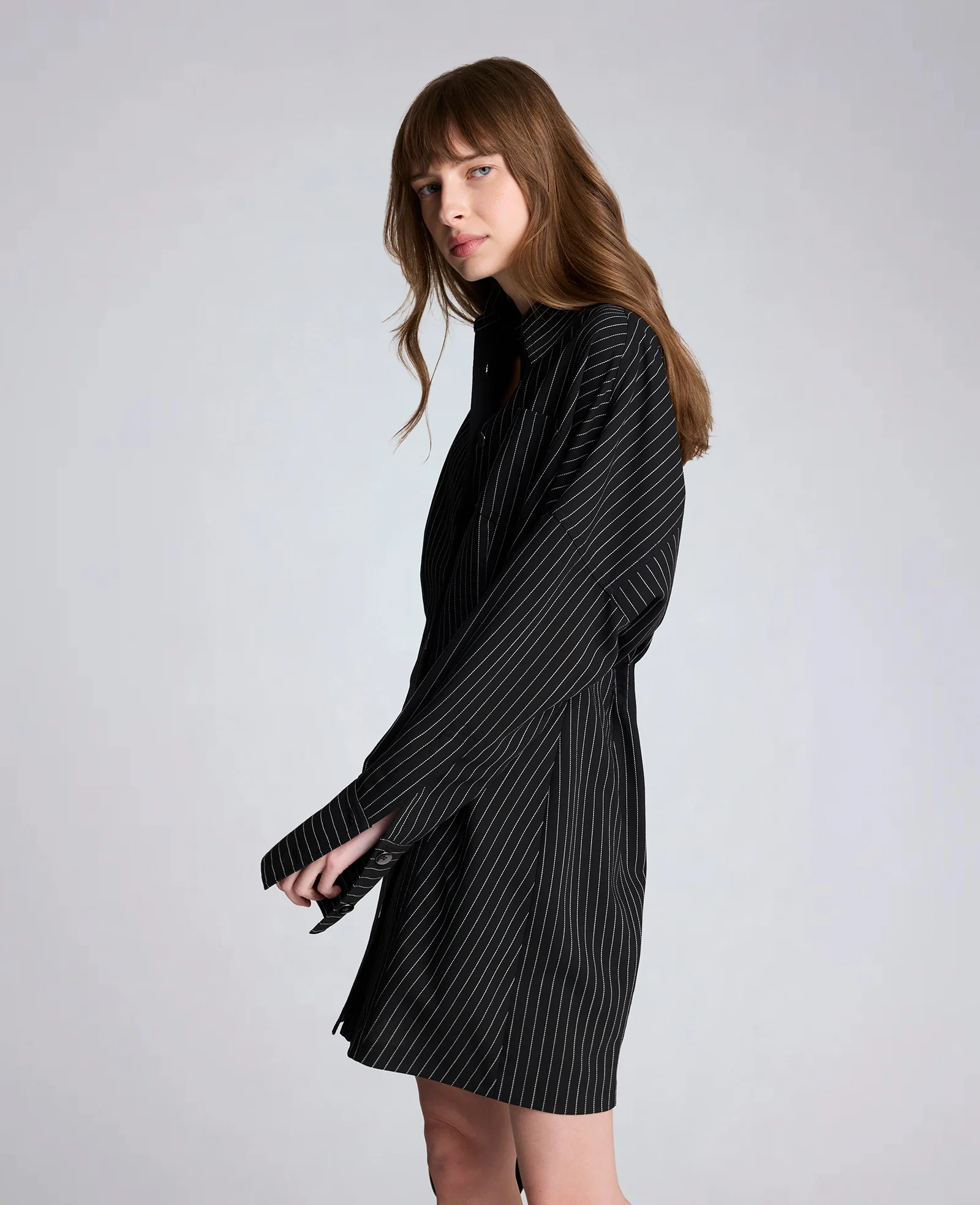 Pinstripe Shirt Dress - Image 4