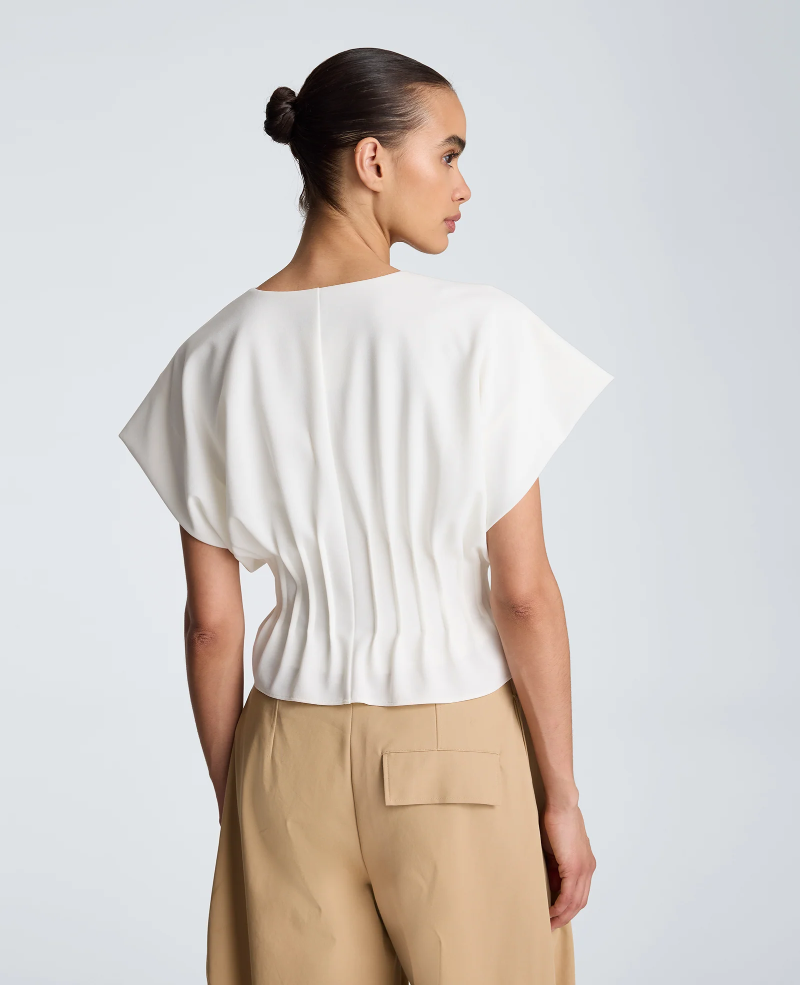 Pleated V-Neck Pullover Top - Image 2