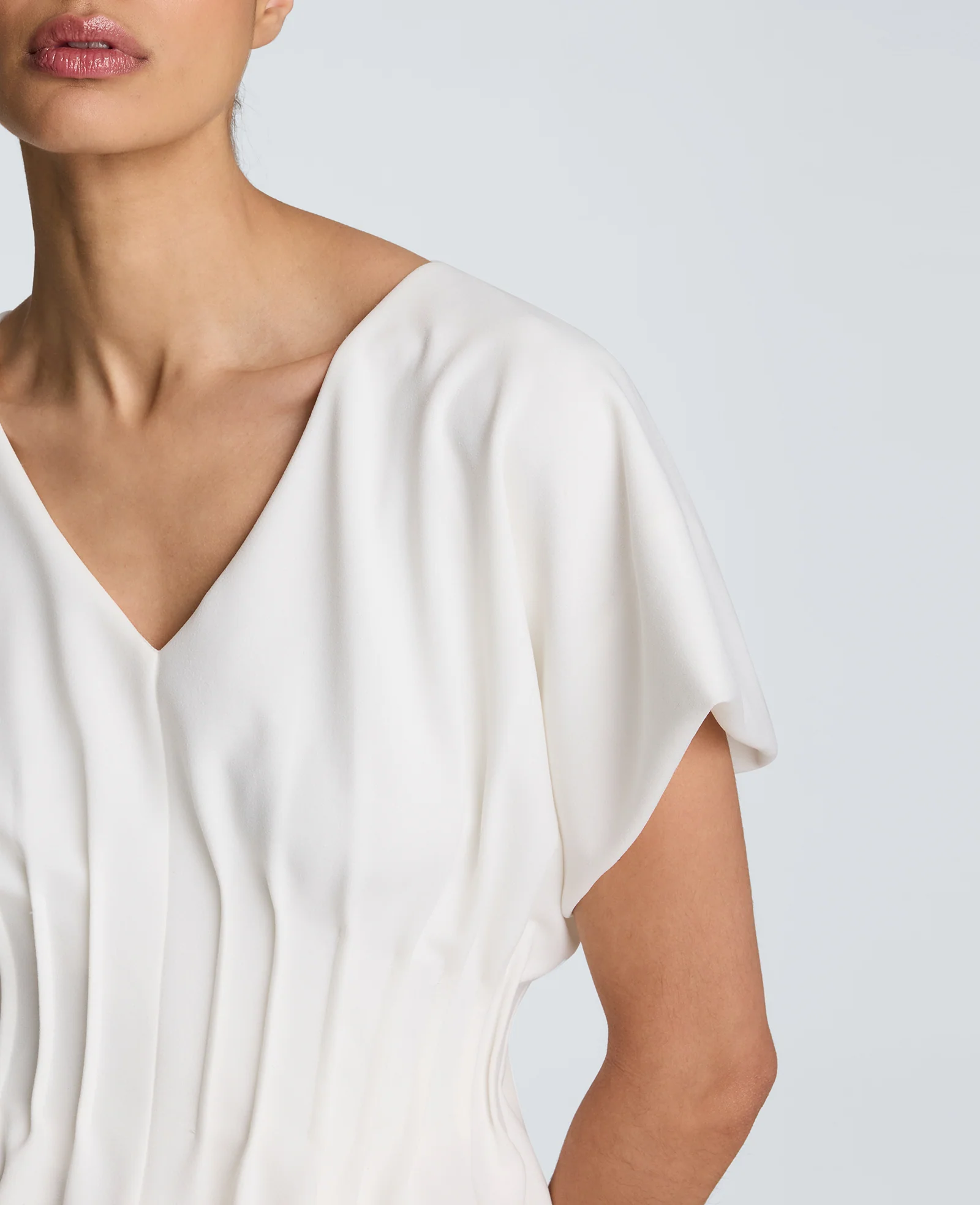 Pleated V-Neck Pullover Top - Image 4