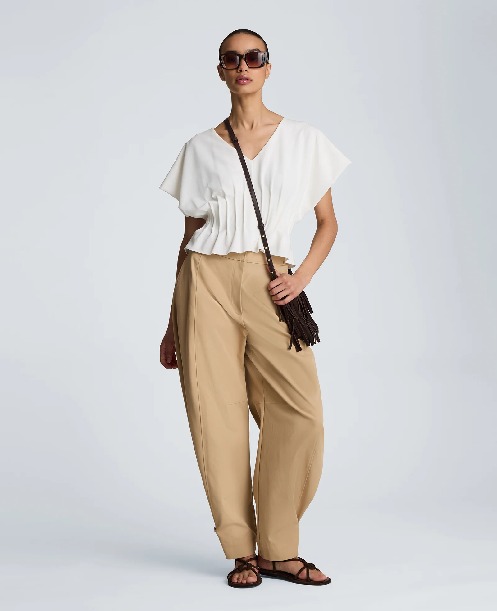 Pleated V-Neck Pullover Top - Image 5