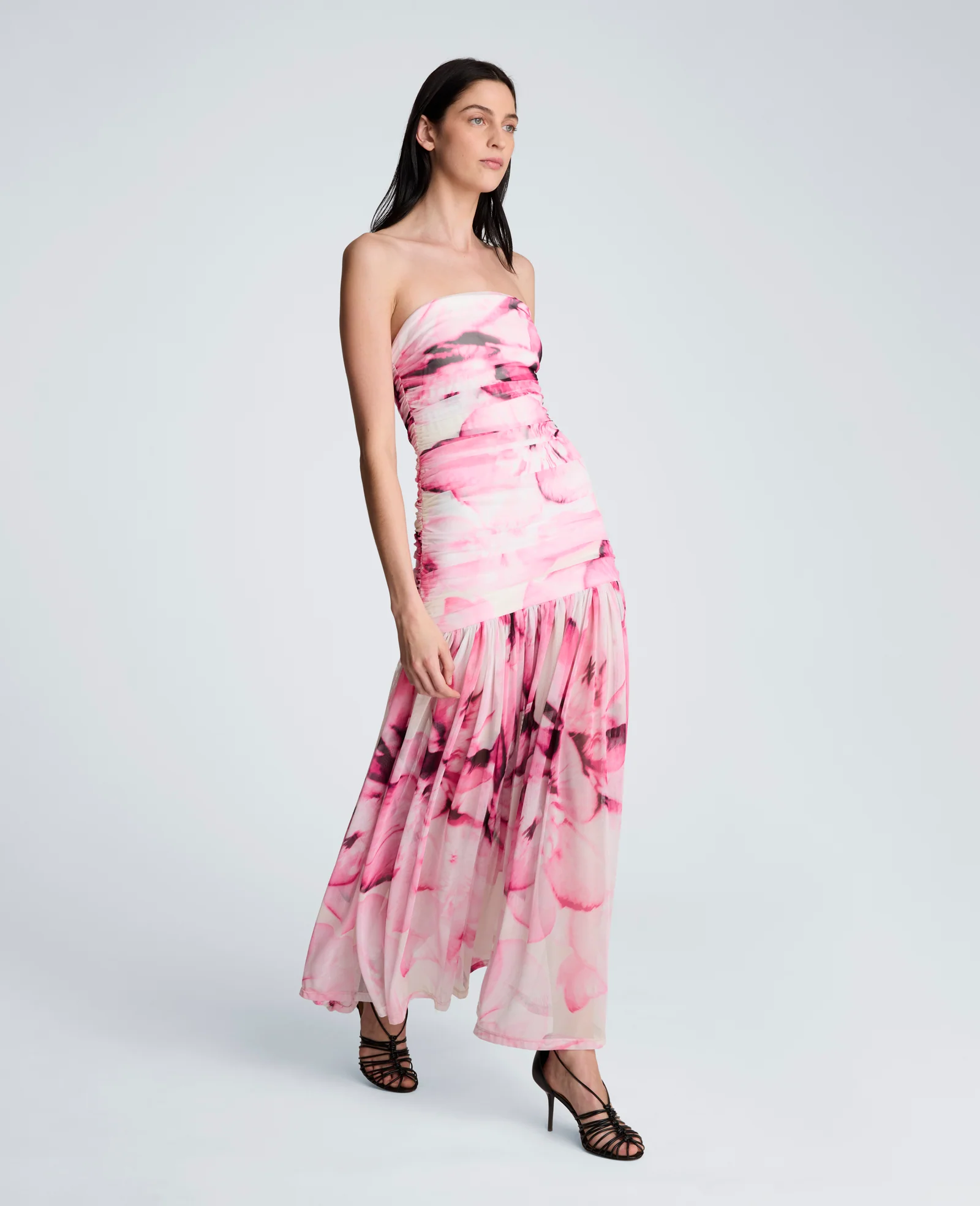Printed Mesh Strapless Maxi Dress - Image 3