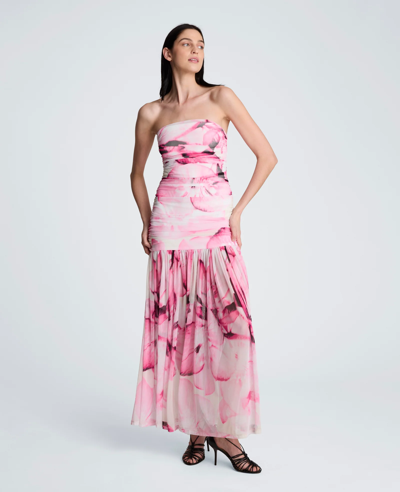 Printed Mesh Strapless Maxi Dress - Image 5