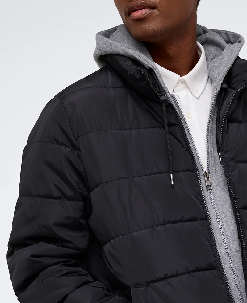 Puffer with Attached Jersey Hood - Image 5
