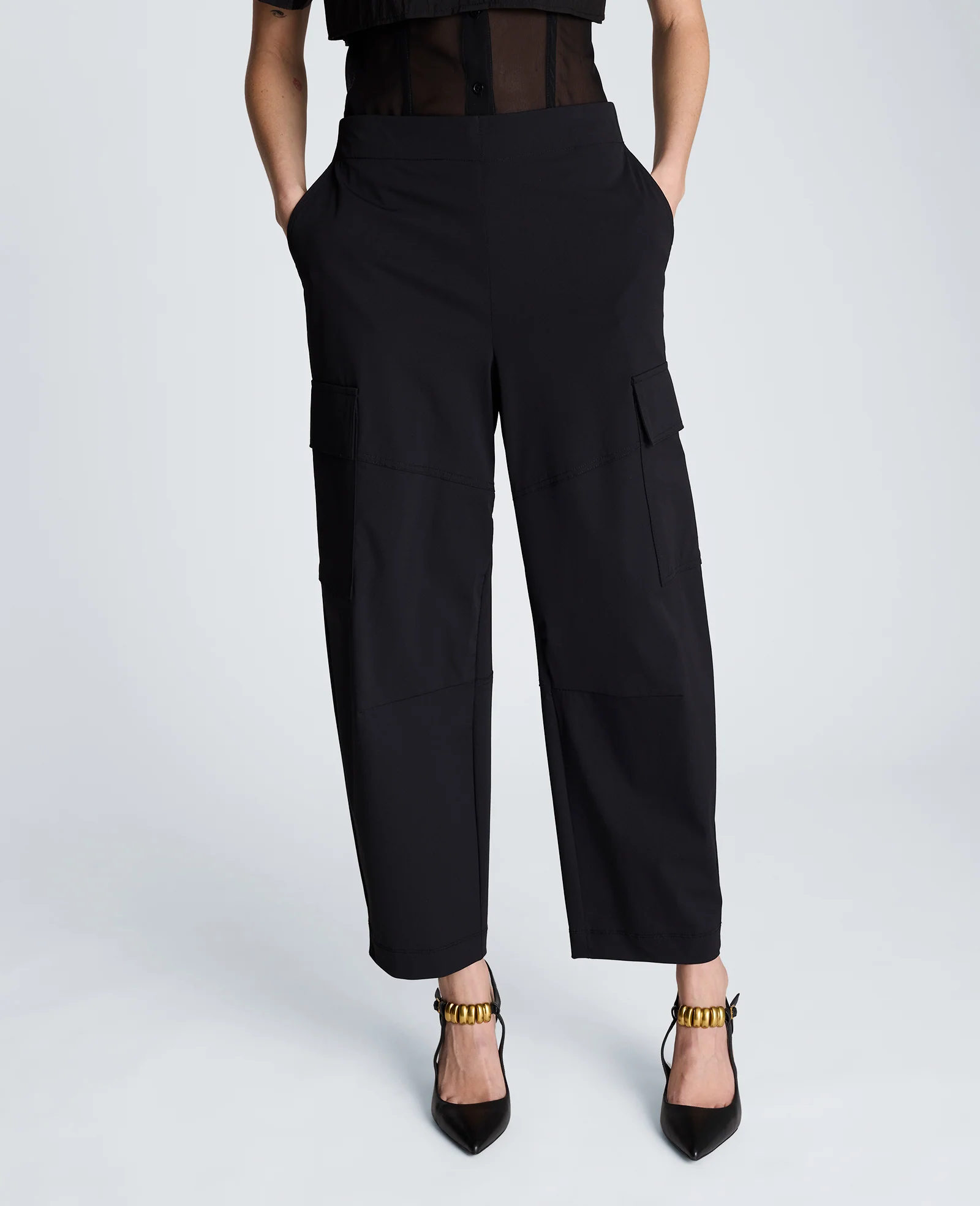 Pull On Barrel Leg Pant with Cargo Pockets - Image 3