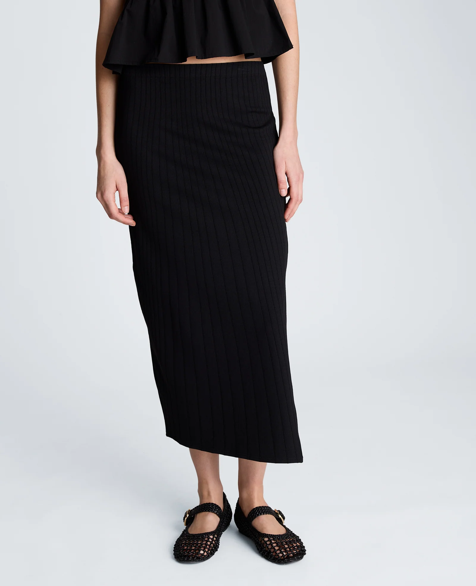 Pull On Midi Skirt with Side Slit