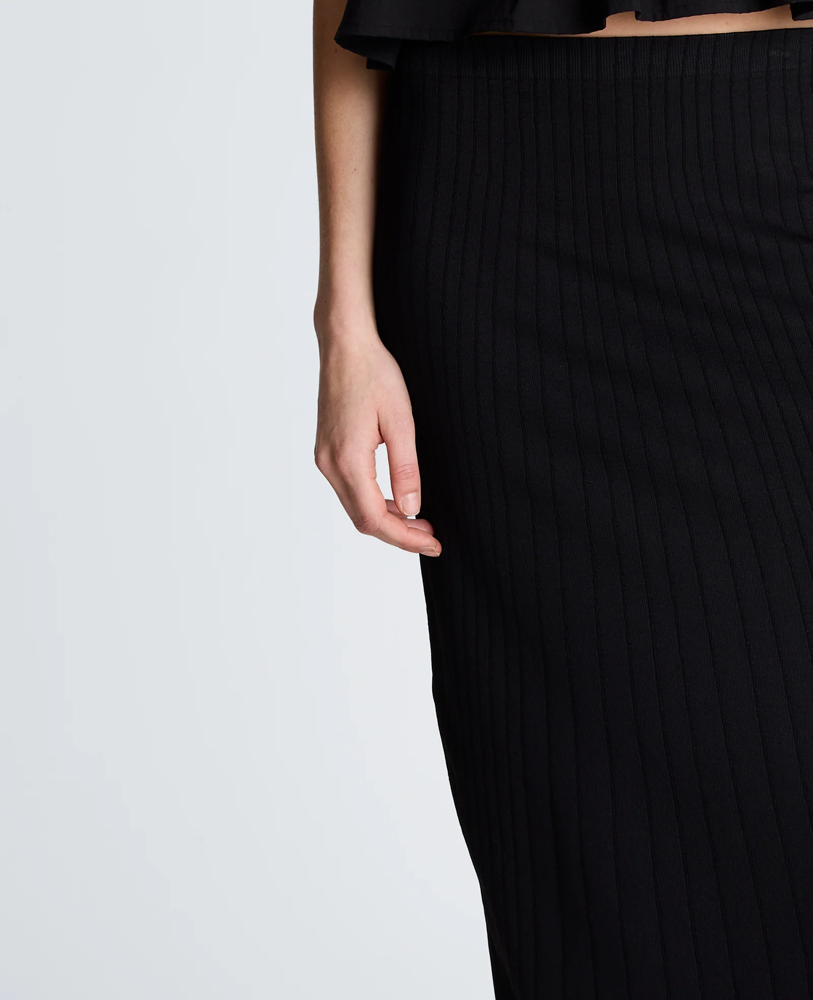 Pull On Midi Skirt with Side Slit - Image 4