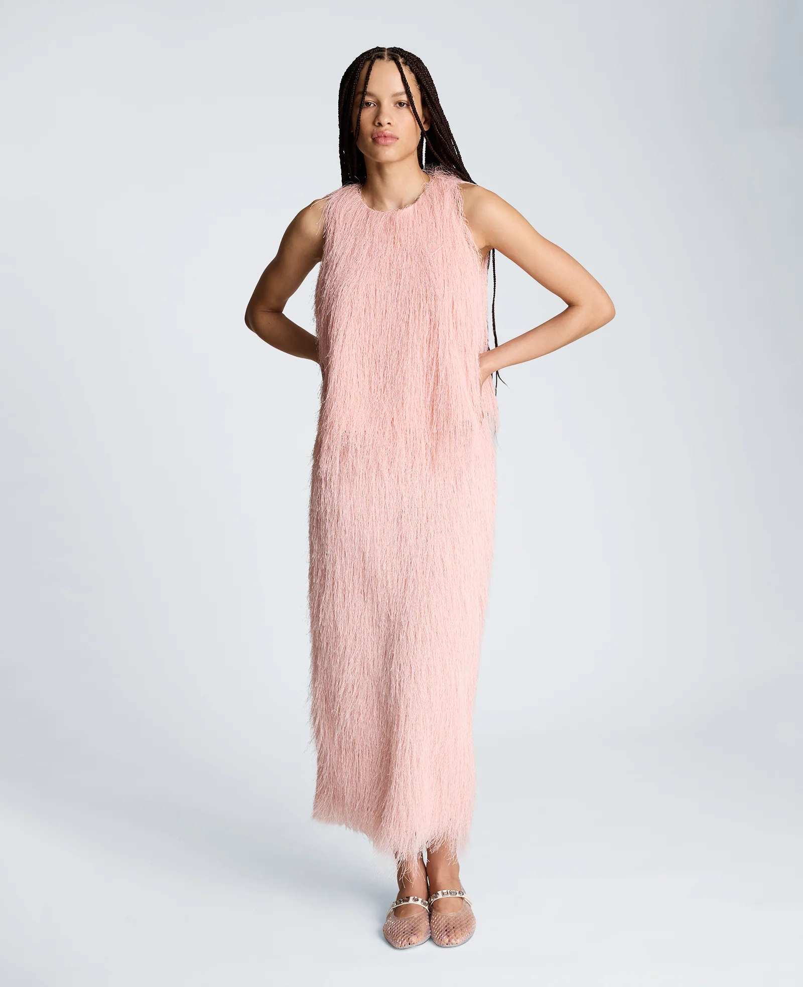 Feather Pull On Midi Skirt with Slit - Image 5