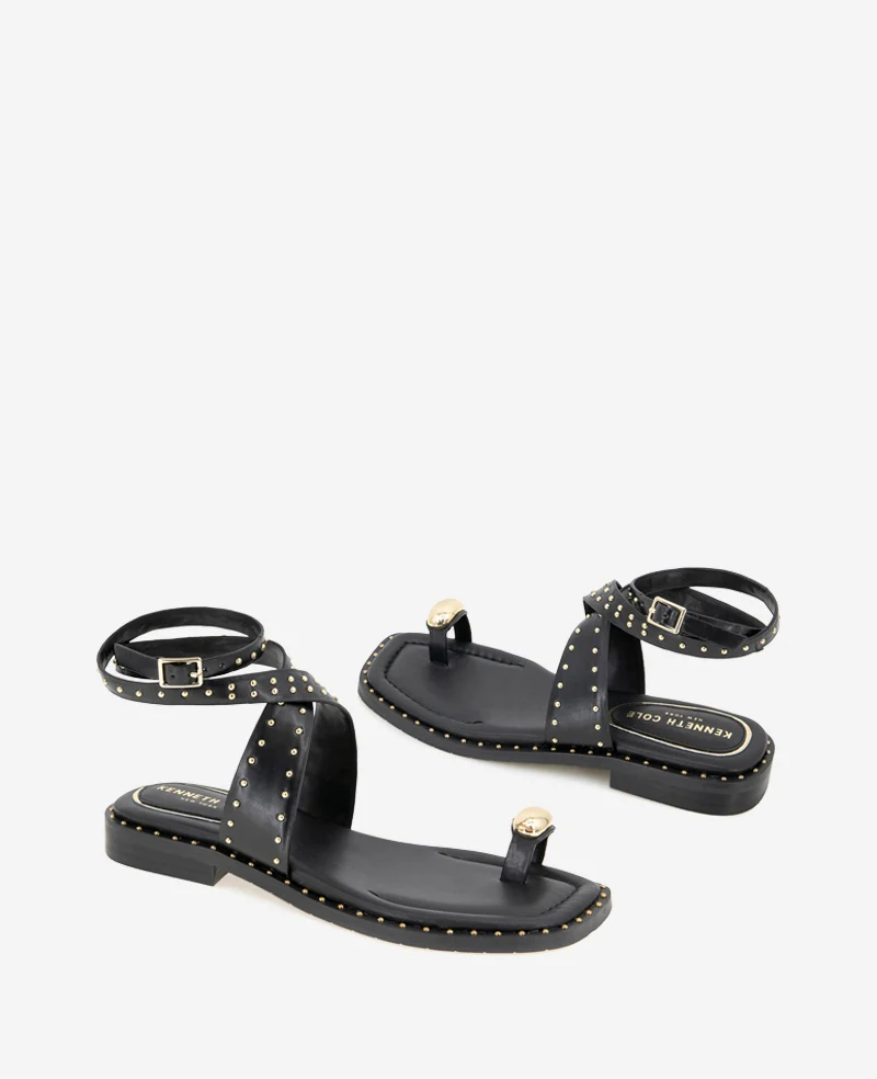 Raven Leather Studded Sandal - Image 2