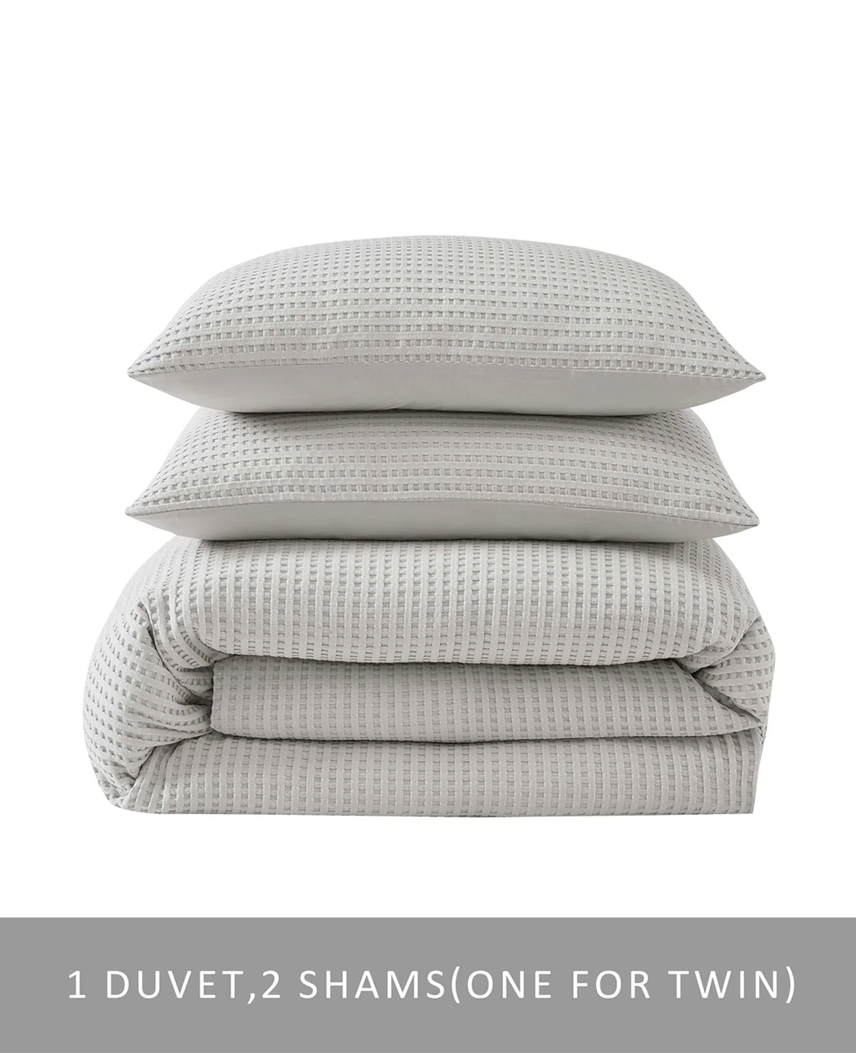 Reversible Solid Grey Waffle Comforter Set - Image 15