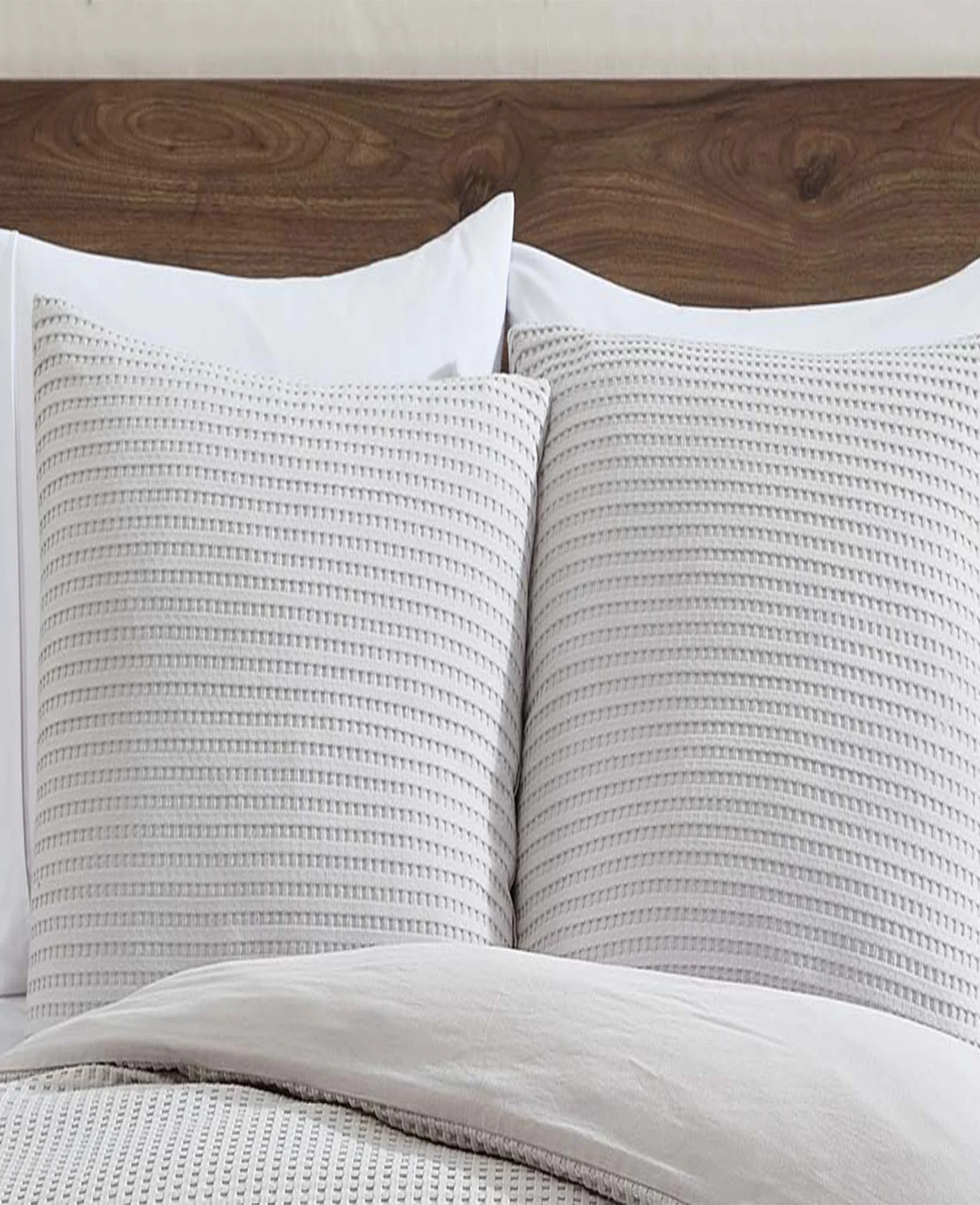 Reversible Solid Grey Waffle Duvet Cover Set - Image 4
