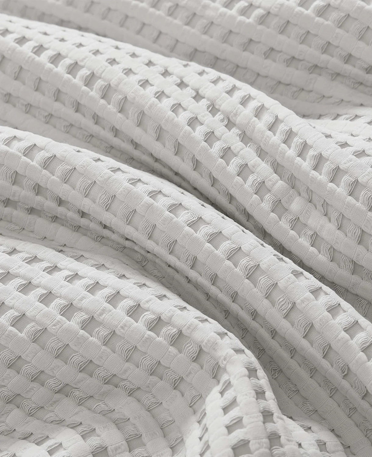 Reversible Solid Grey Waffle Duvet Cover Set - Image 7
