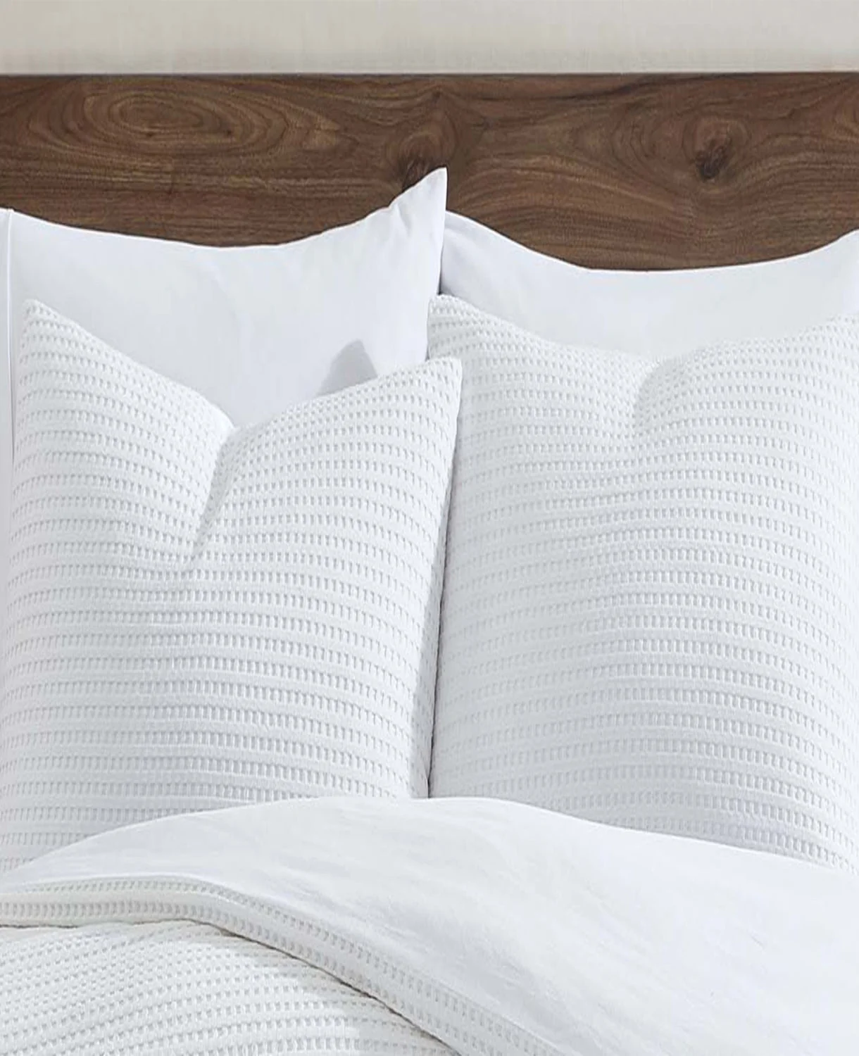 Reversible Solid White Waffle Comforter Set - Image 2