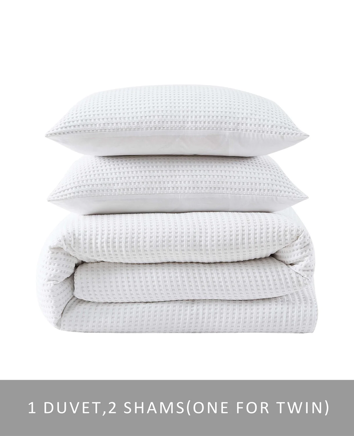 Reversible Solid White Waffle Comforter Set - Image 8