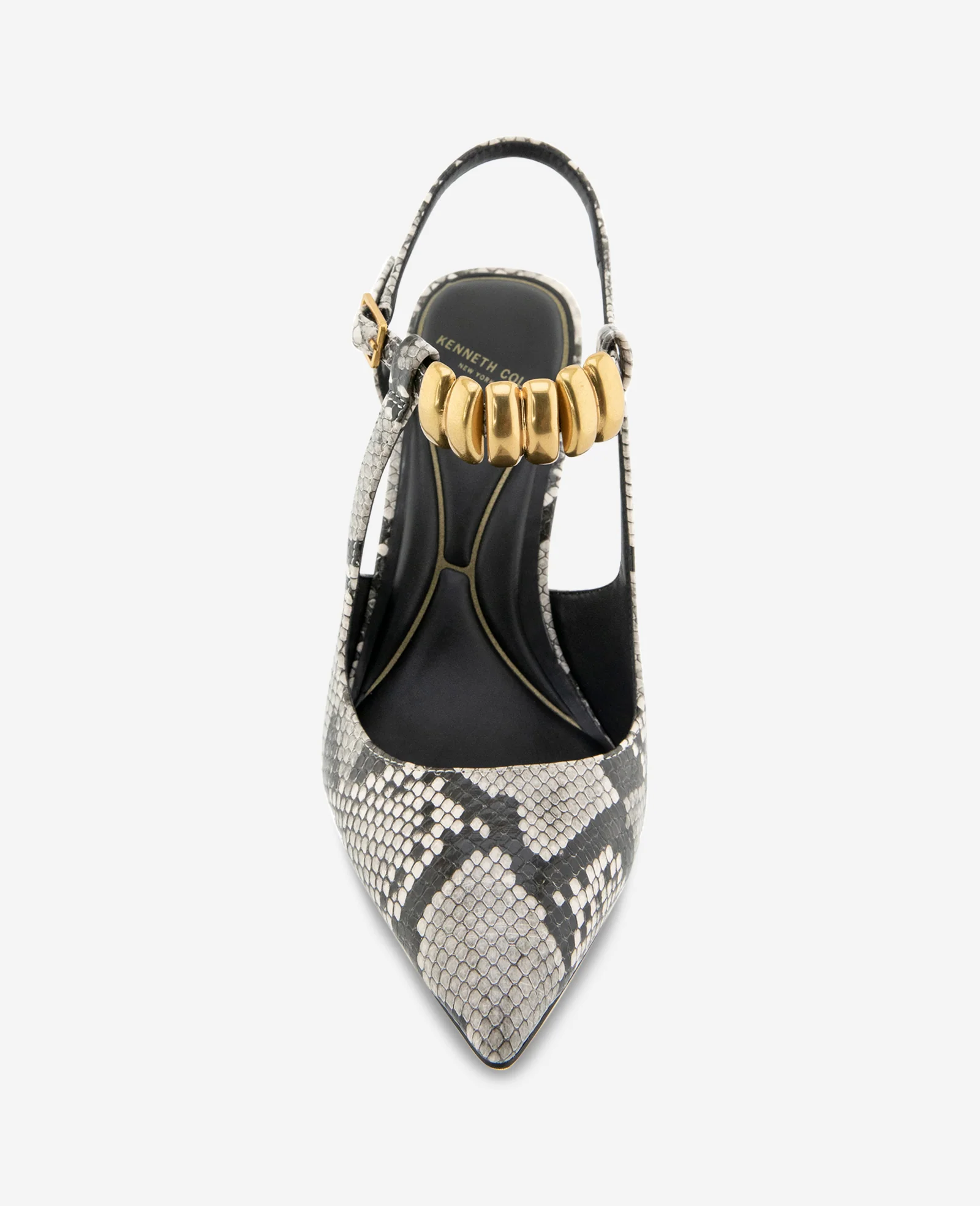 Romi Snake Print Hardware Ankle Slingback Heel - Image 3