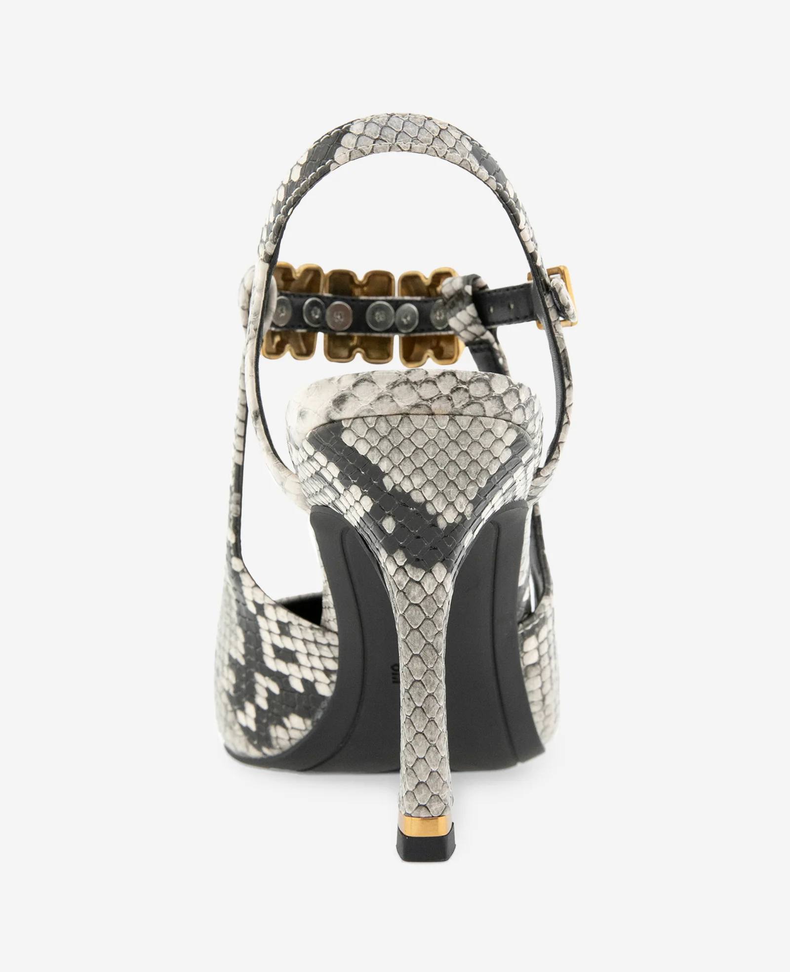 Romi Snake Print Hardware Ankle Slingback Heel - Image 4