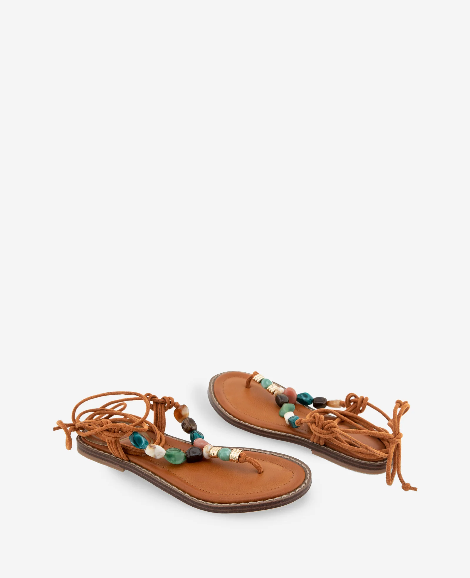 Santiago Suede Stone Embellished Wrap Around Sandal - Image 2