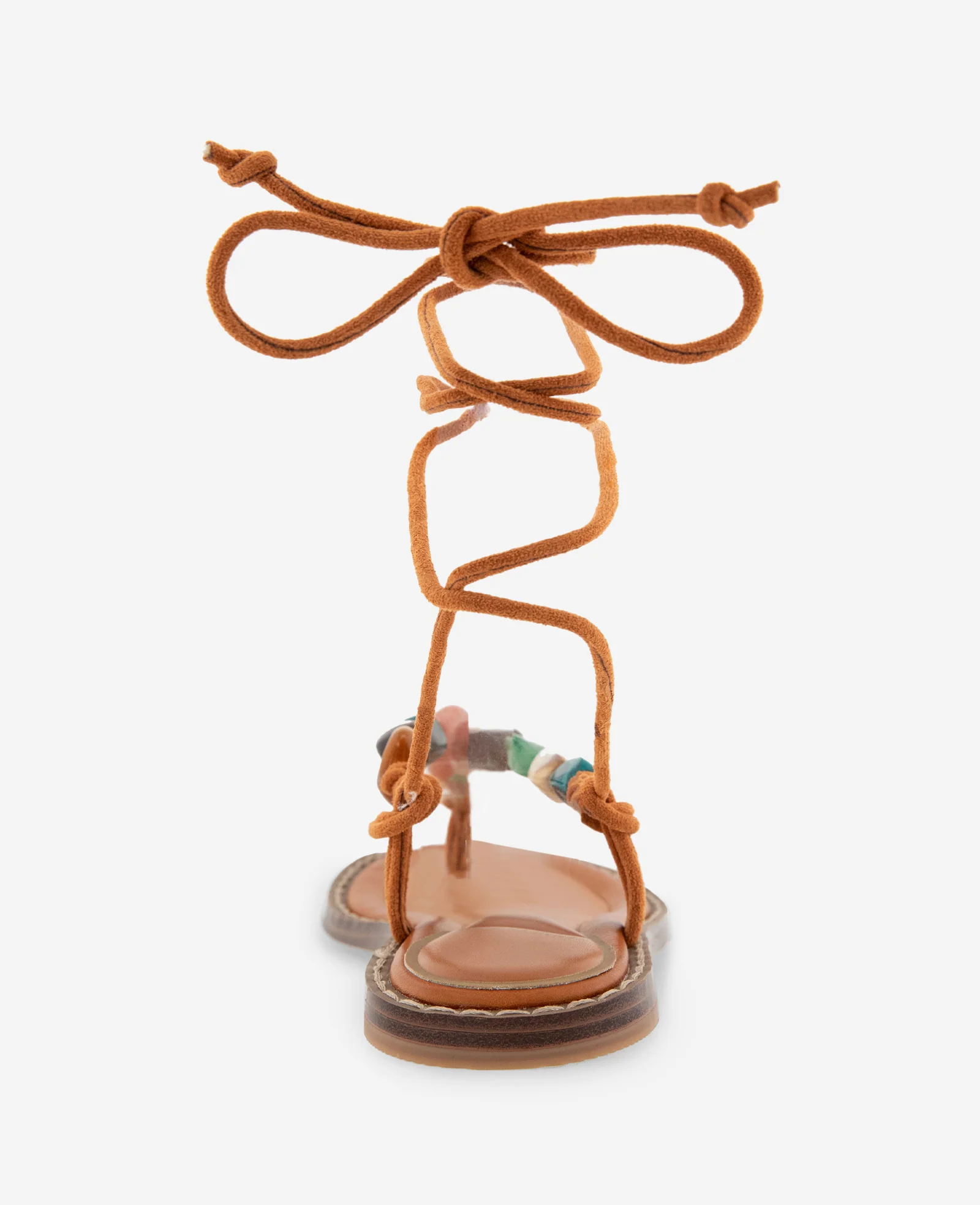 Santiago Suede Stone Embellished Wrap Around Sandal - Image 4