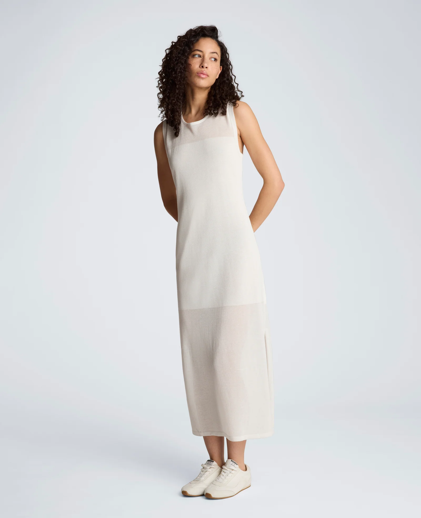Semi Sheer Dress with Side Slits - Image 4