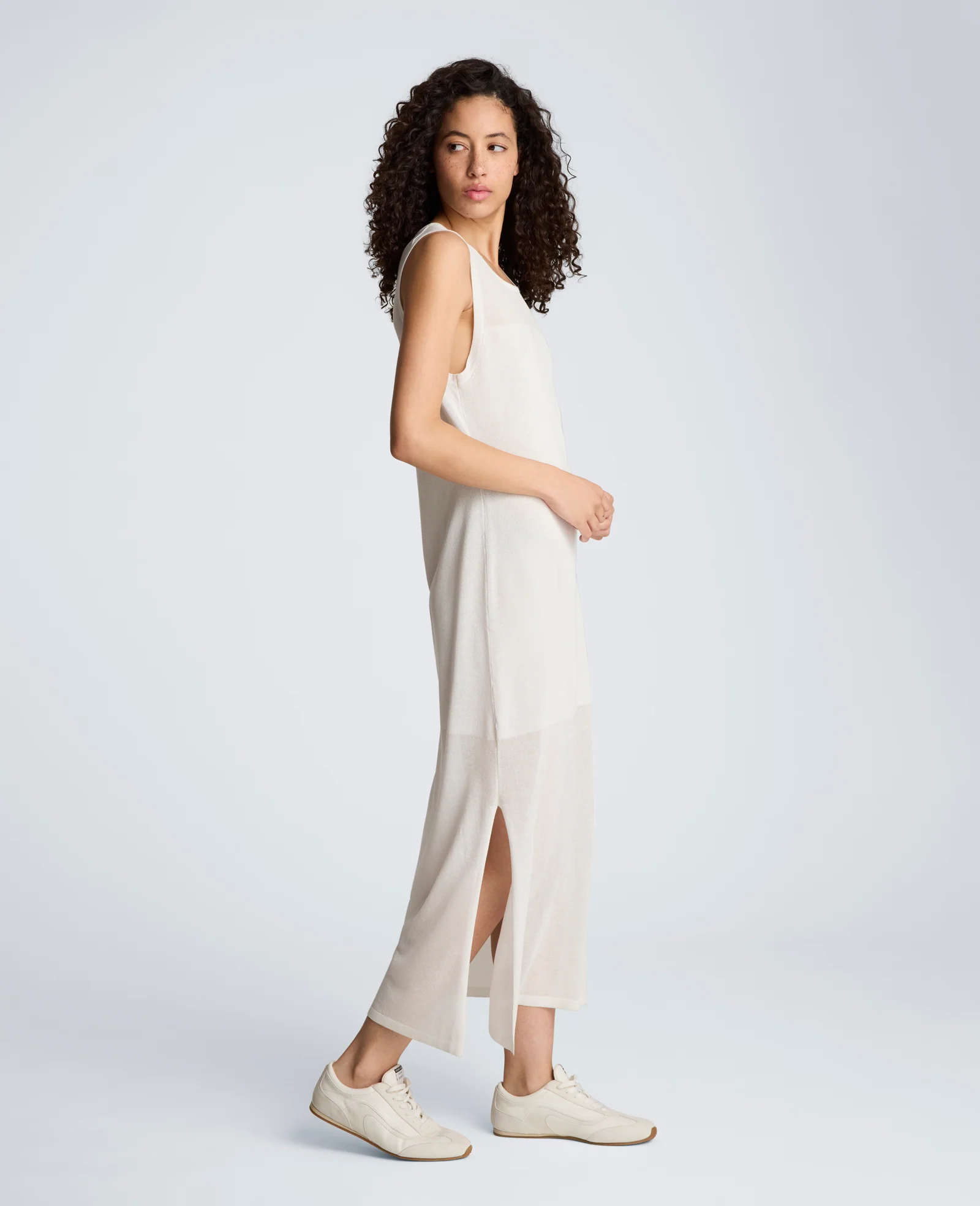 Semi Sheer Dress with Side Slits - Image 5