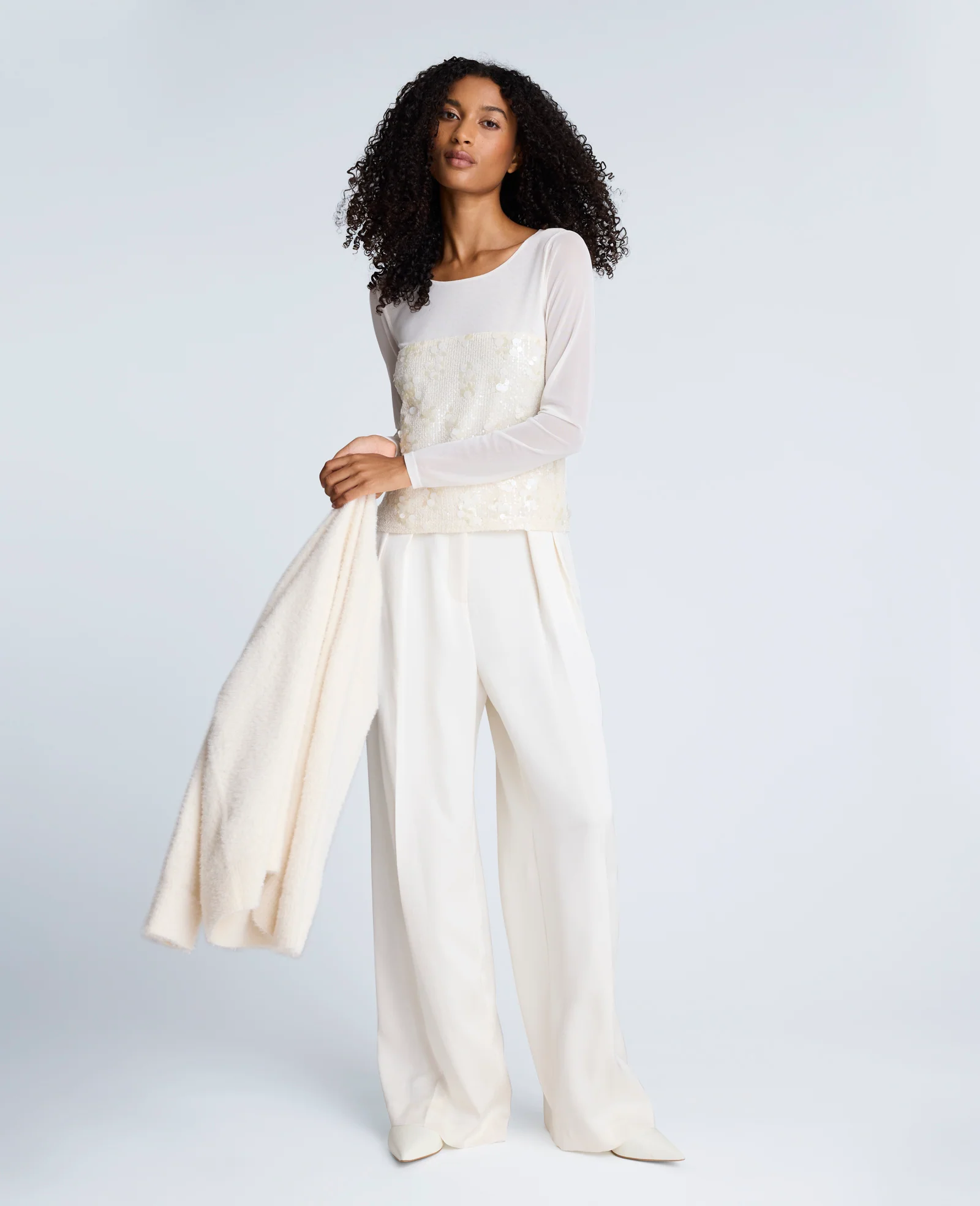 Sequin Mesh Long Sleeve Top - Image 4