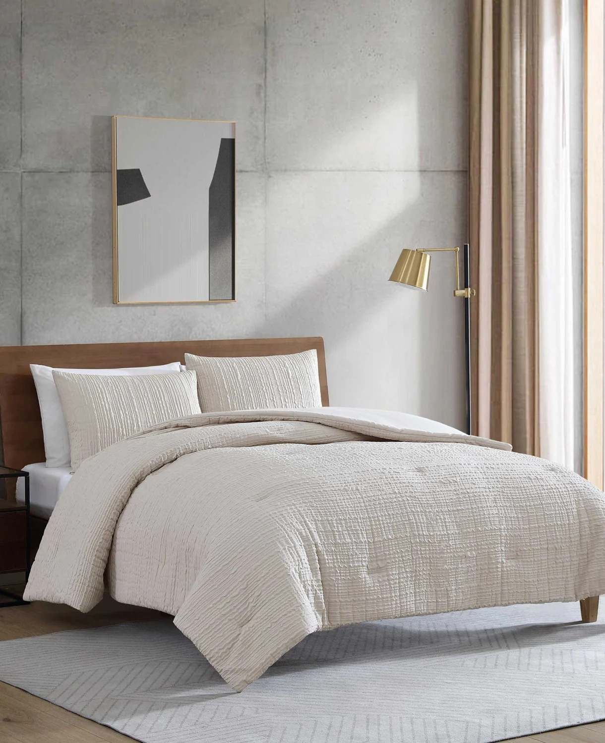 Serenity Wavy Lines Beige Duvet Cover Set - Image 2