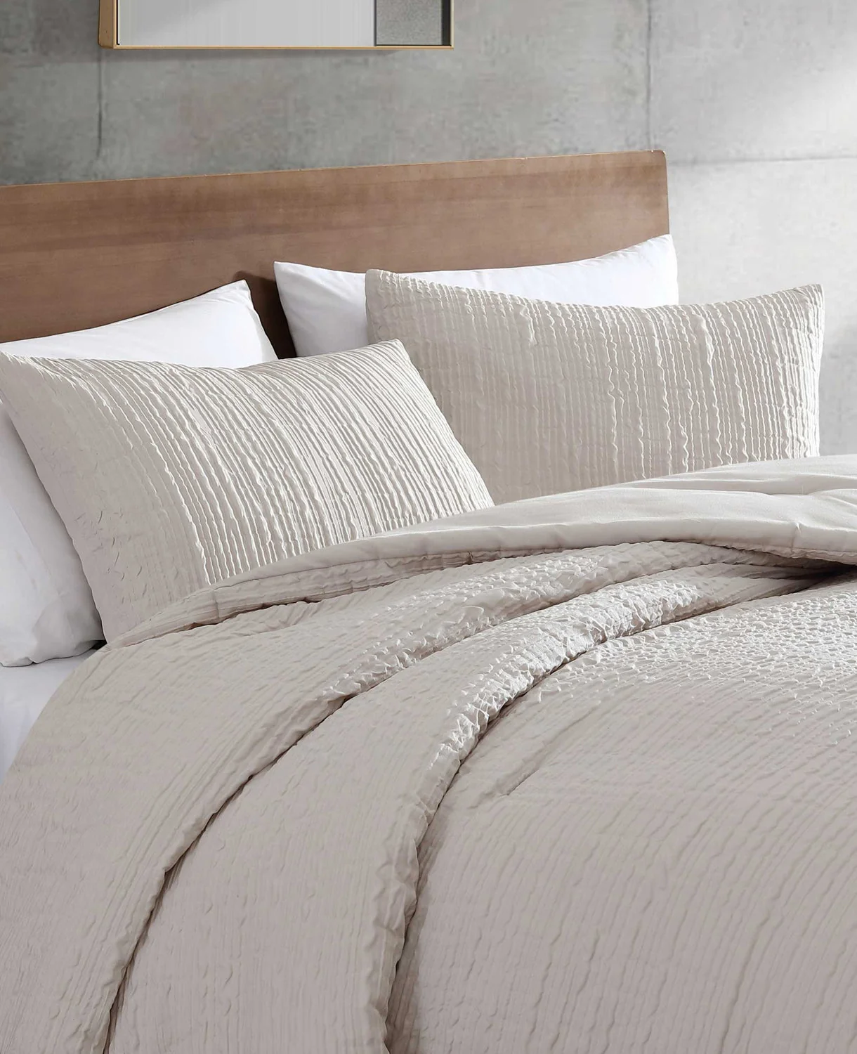 Serenity Wavy Lines Beige Duvet Cover Set - Image 6