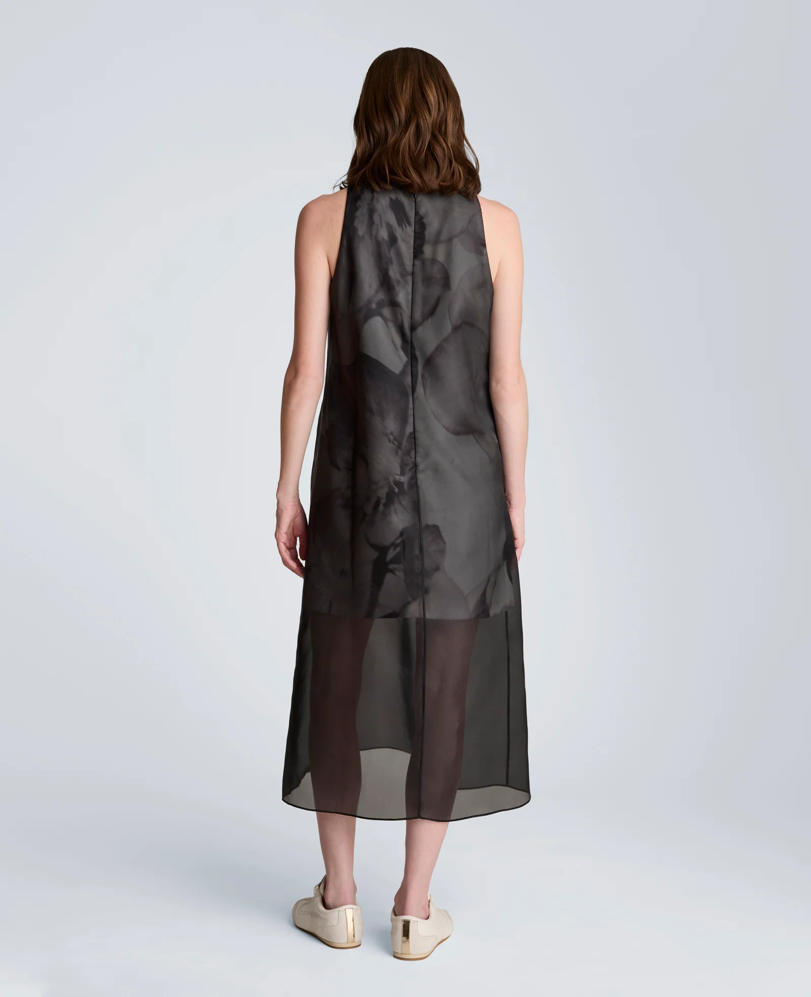 Sheer Overlay Crewneck Mini A-Line Dress - Image 2