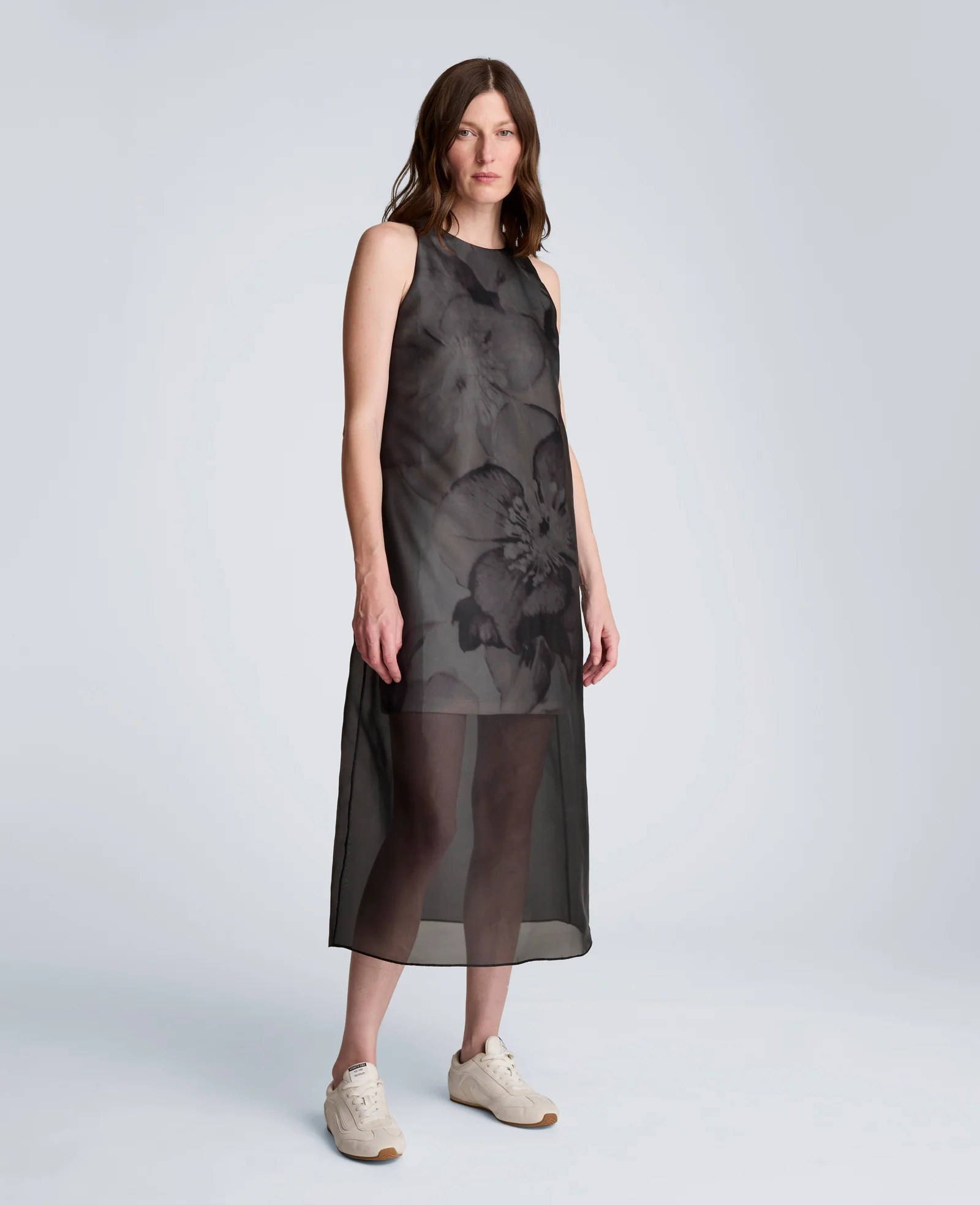 Sheer Overlay Crewneck Mini A-Line Dress - Image 5