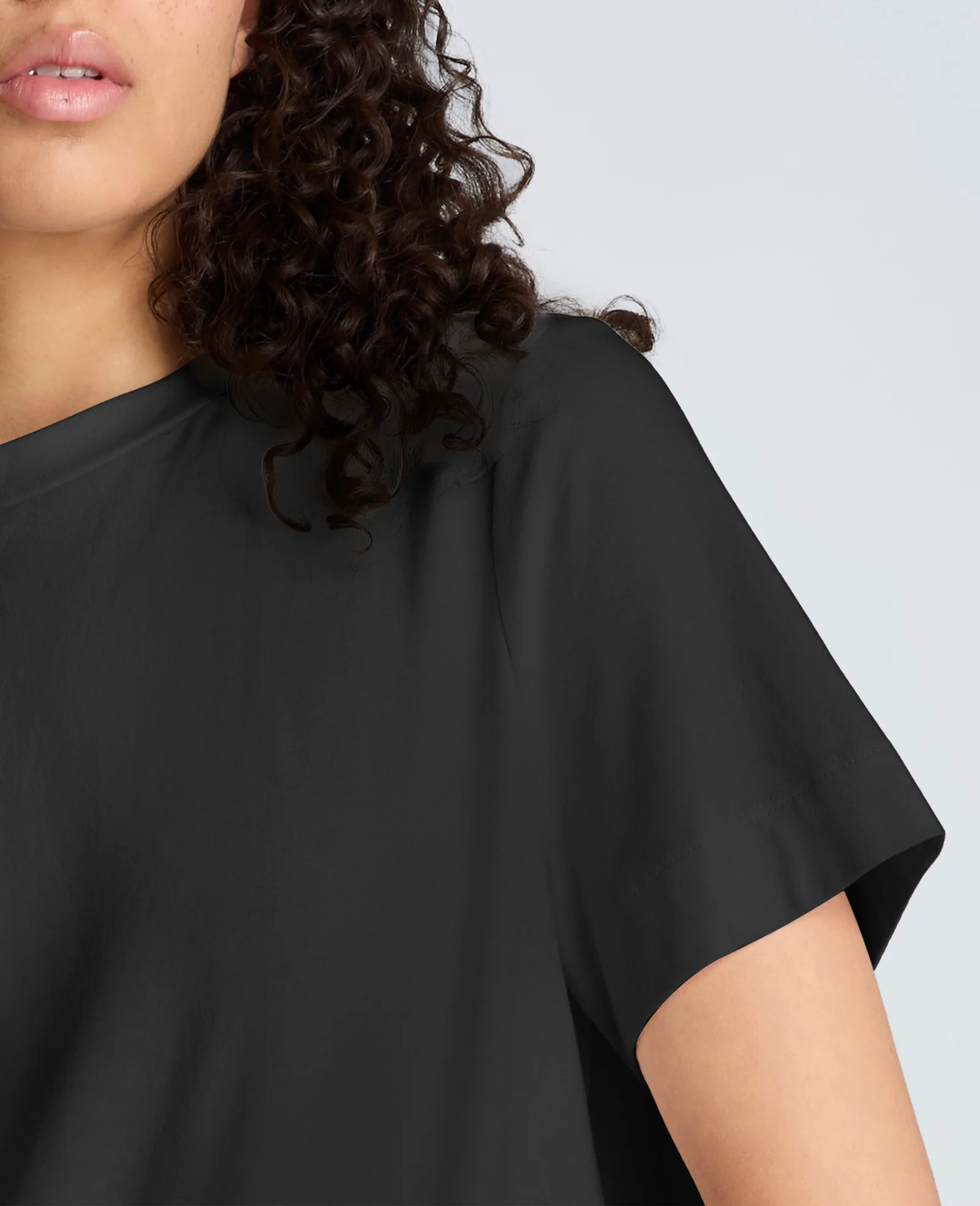 Short Sleeve Crewneck Tee with Pleated Asymmetrical Hem - Image 6
