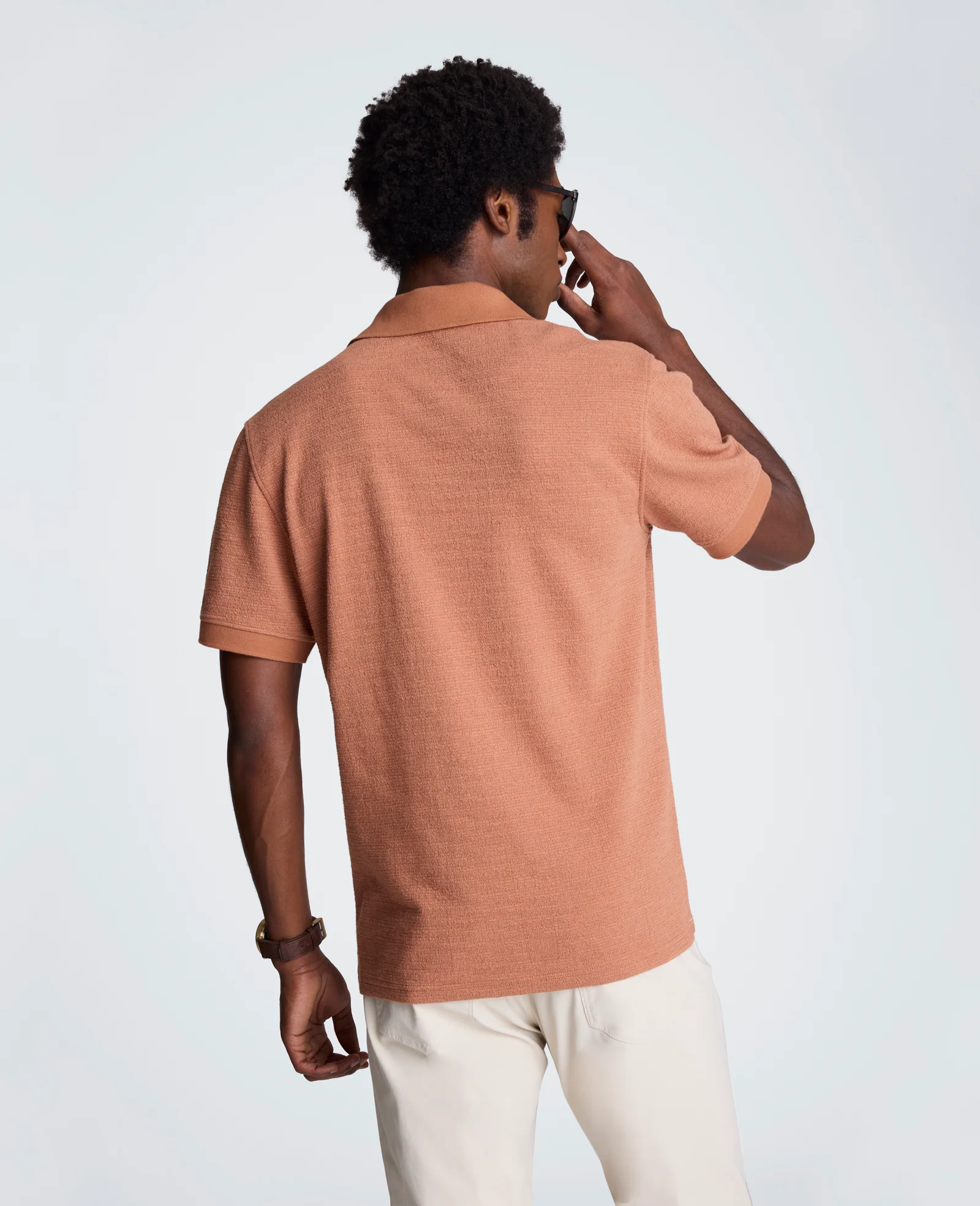 Short Sleeve Johnny Collar Polo with Ribbing - Image 2