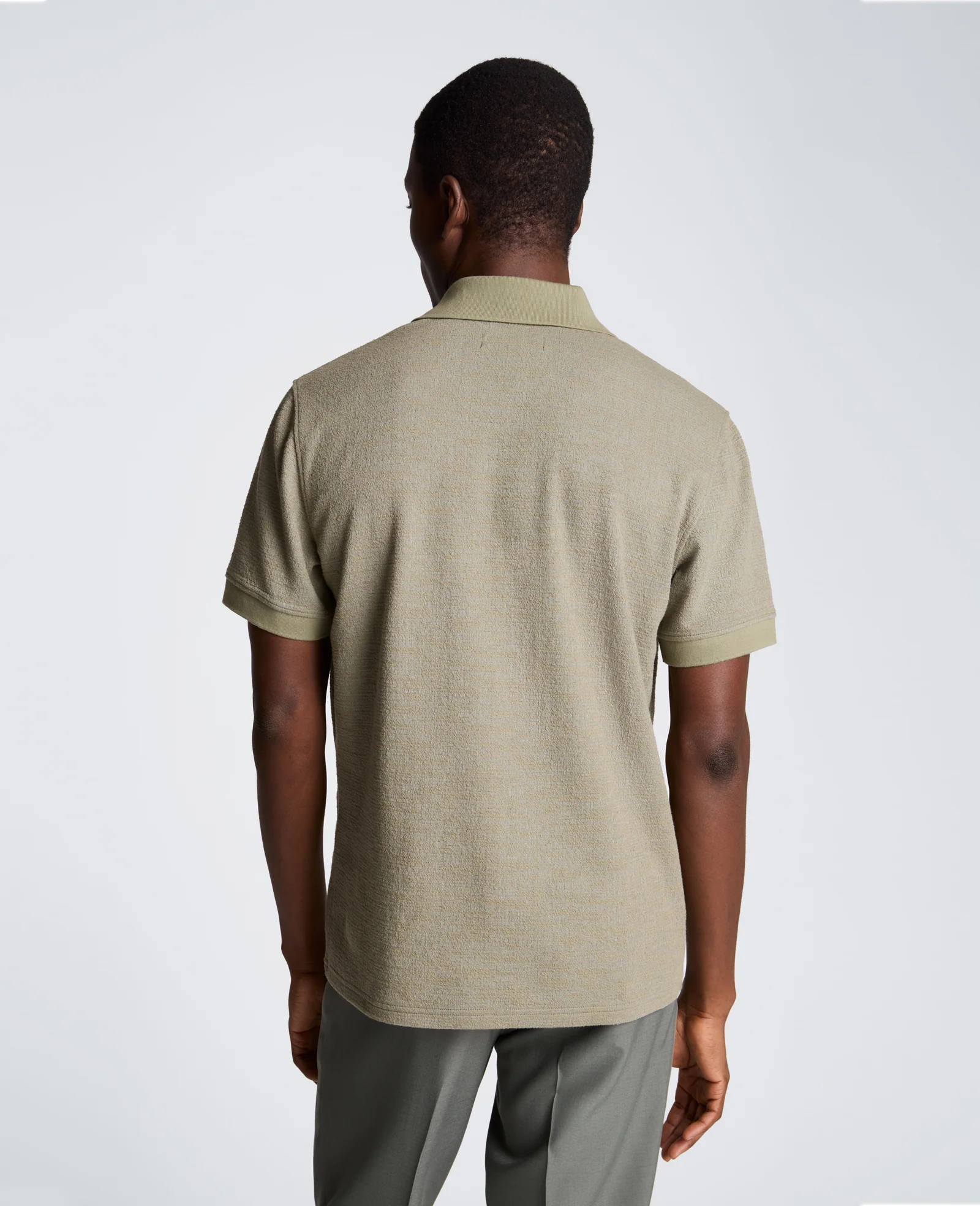 Short Sleeve Johnny Collar Polo with Ribbing - Image 2